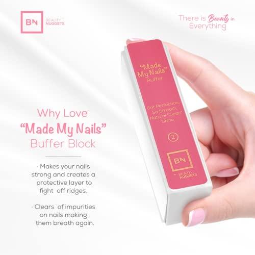 Beauty Nuggets Beauty Nuggets Made My Nails Buffer, Ultimate Shine 3 Way Nail Buffing Block with Professional Nail File 120/180 Grit-Perfect All in One Manicure Tool for Smooth, Shiny, Twinkling Nails (Pack of 2)