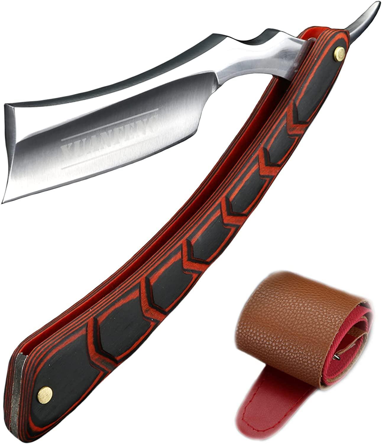 Ralsko Straight Razor Kit,Best Straight Razor, Shave Ready Straight Edge Razor, Brush, Strop+Soap,Japanese Steel+Ebony Straight Razor for Men, Complete Straight Razor Shaving Kit, Great Gift,A