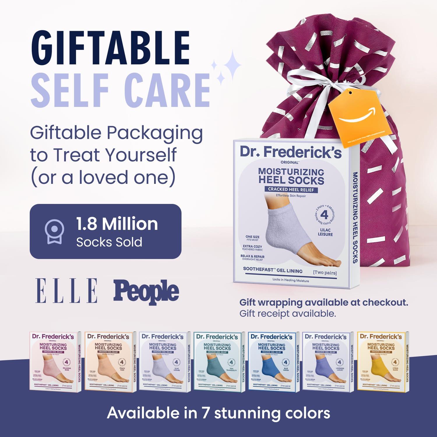 Dr. Frederick's Original Dr. Frederick's Original Moisturizing Fuzzy Heel Socks - 2 Pairs - Cozy Gel-Lined Sleep Socks for Women & Men - Soothes Dry, Cracked Feet - Heel Repair - Lilac Leisure