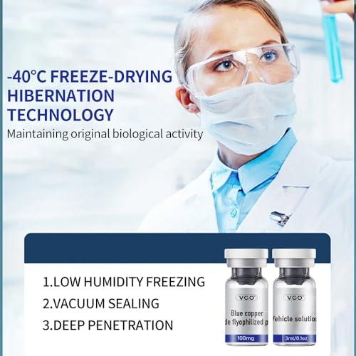 VGO VGO Blue Copper Peptide Lyophilized Powder, Hydrates and Soothe The Skin, Increase The Protective Power of The Skin Barrier(7 Sets Contain Vehicle Solution 3ml/0.1oz+ Lyophilized Powder 100mg)