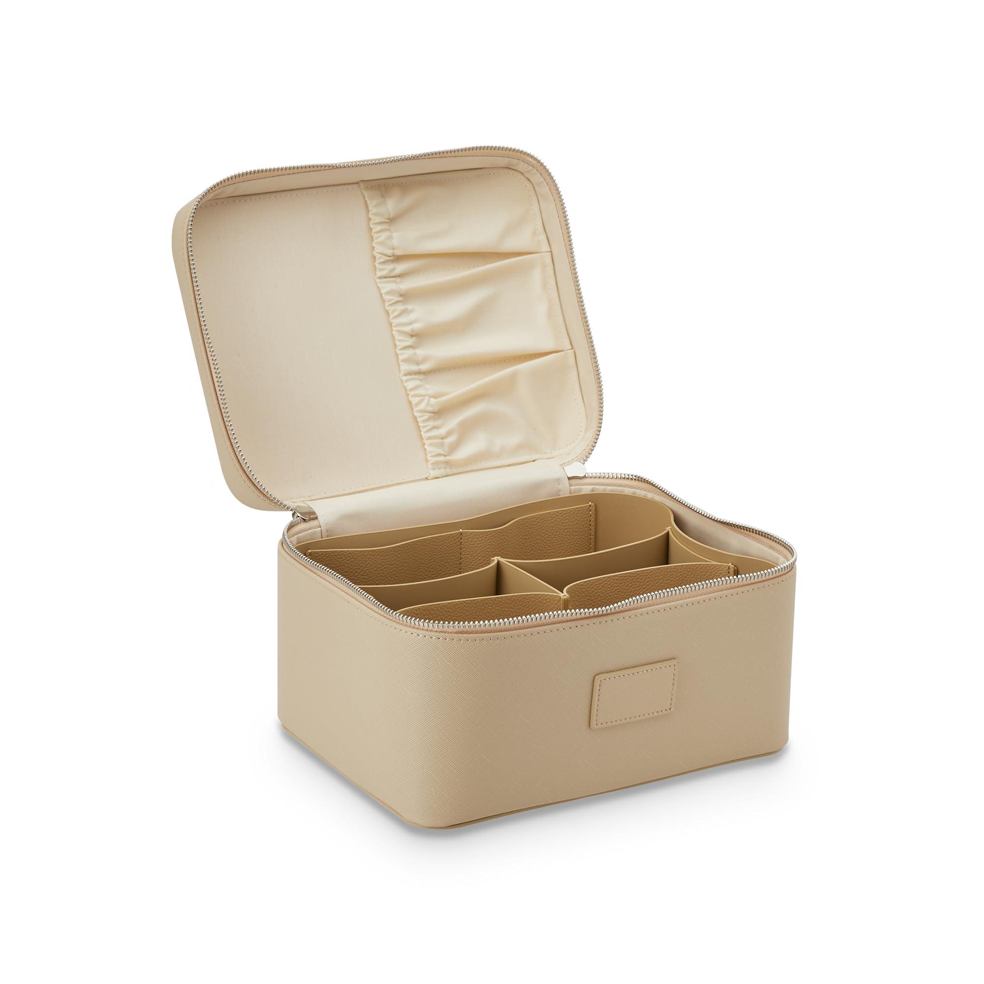 ETOILE ETOILE - Vanity Case Beige - Stylish Travel Makeup Bag Organizer with Dividers