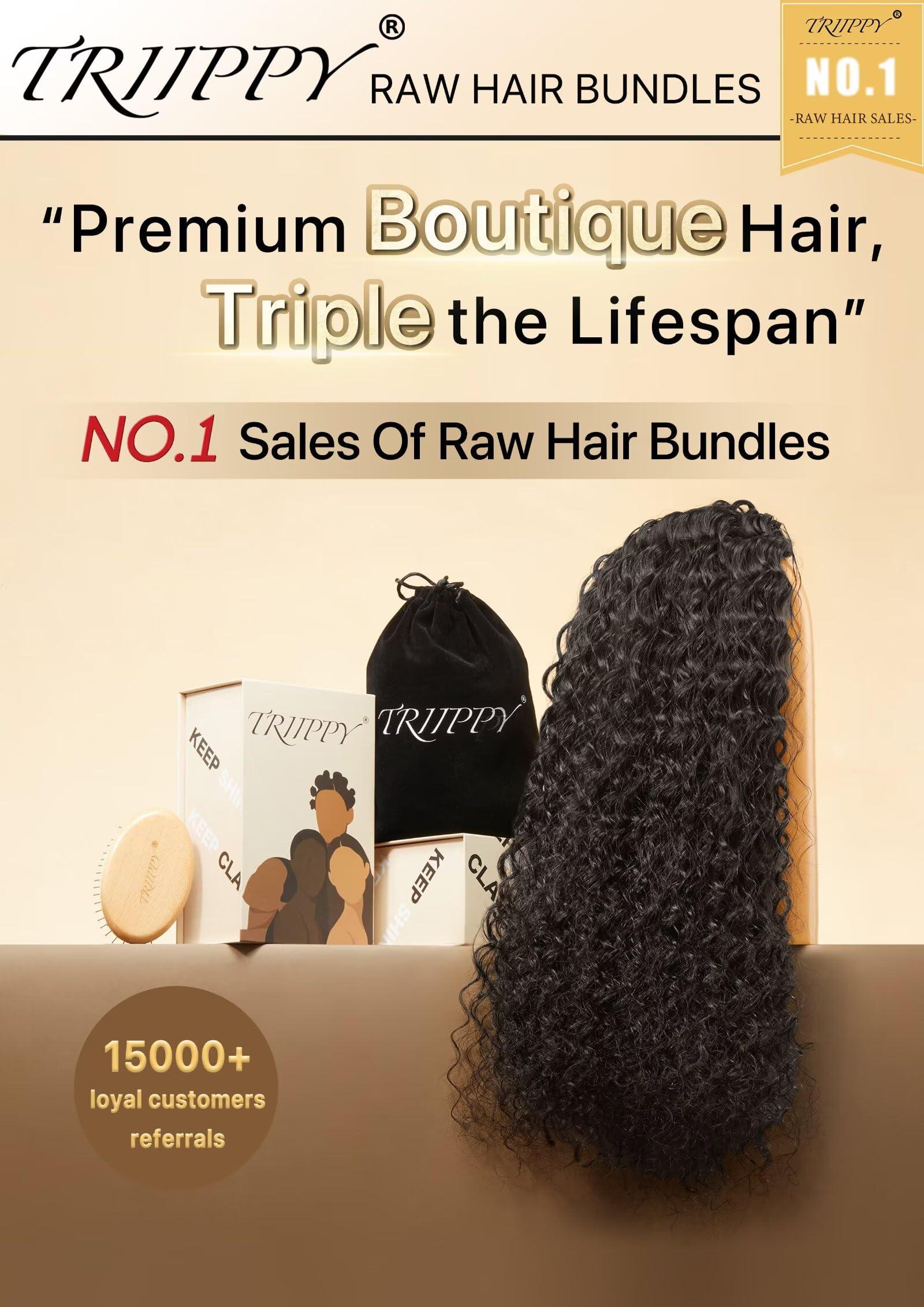 Triippy TRIIPPY Raw Human Hair Bundles,Triple Lifespan Than Regular Virgin Hair No.1 Sales Of Raw Hair Bundles,26 28 30 Inches Cambodia Raw Deep Wave 3 Bundles, Keep Soft and Smooth After Multiple Washes