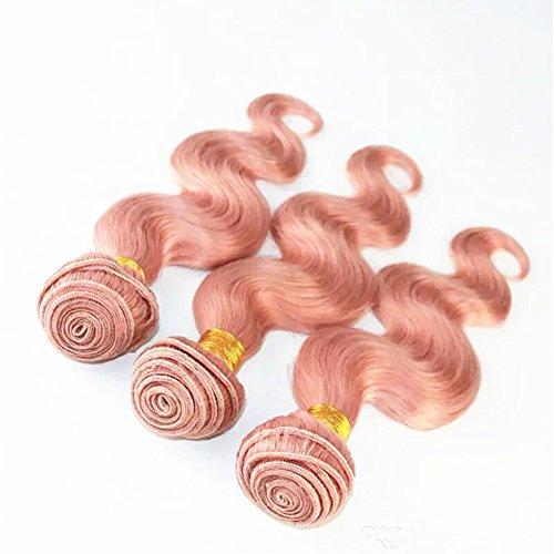 Ruma Hair Ruma Hair 8A Glamorous Rose Gold Wavy Virgin Hair Weave With 13x4 Lace Frontal Closure 4Pcs Lot New Fashion Pink Body Wave Human Hair 3 Bundles With Ear to Ear Full Frontals (18 with 18 18 18)