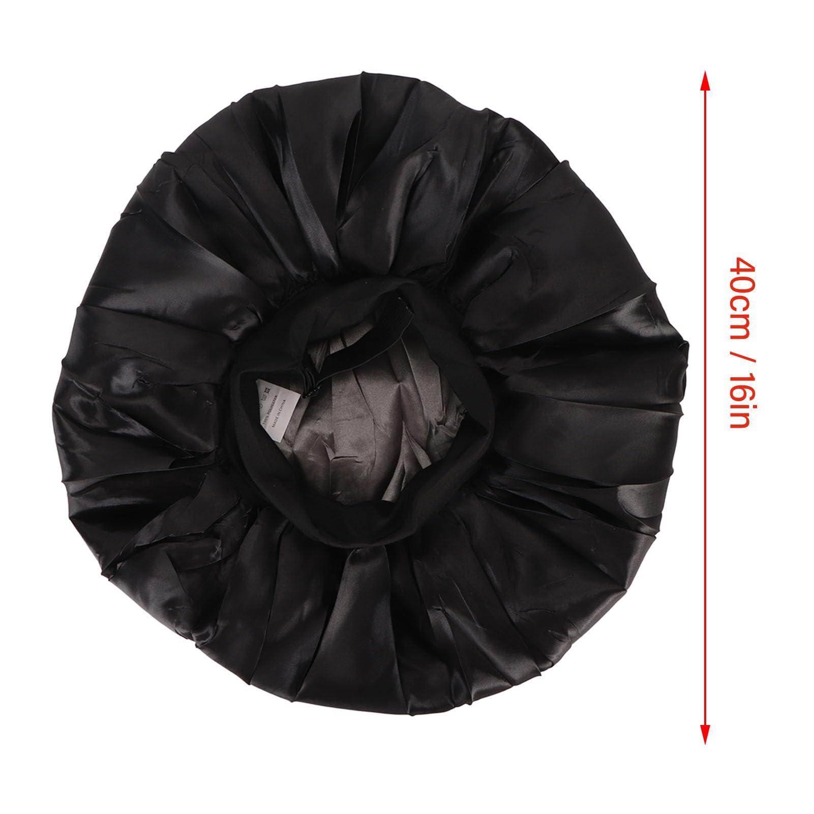 Kuuleyn Kuuleyn Waterproof Bath Caps Shower Caps Black Shower Caps Wide Brim Shower Caps Reusable Bath Hair Cap for Ladies Men and Kids