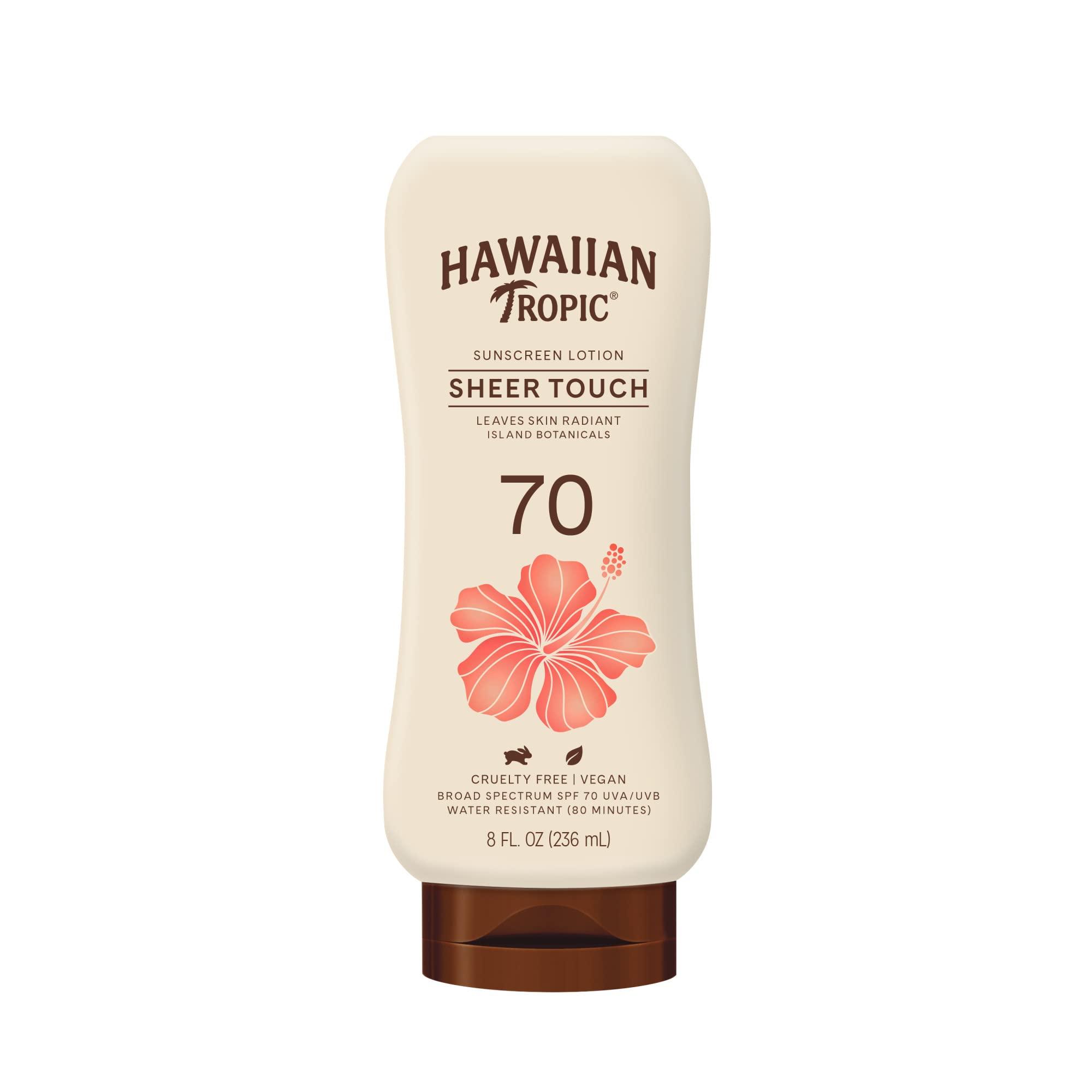Hawaiian Tropic Hawaiian Tropic Sheer Touch Ultra Radiance SPF 70 Sunscreen Lotion, 8oz and Weightless Hydration Face Sunscreen SPF 30, 1.7oz Bundle