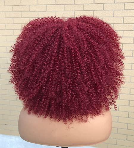 CC Hair Red Curly Wigs for Black Women Afro Curly Wigs with Bangs Afro Hair Synthetic Fiber Wigs Short Curly Wig (14inch)