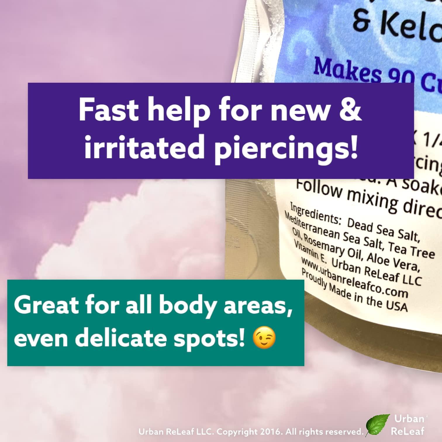Urban ReLeaf Urban ReLeaf Piercing Relief Sea Salt Concentrate AFTERCARE 6 oz. Bag! Makes 90 Cups! Safely Clean, Soothe, Gently Heal Irritated & Keloid Bump Piercings. Dead Sea Salt, Tea Tree, Rosemary