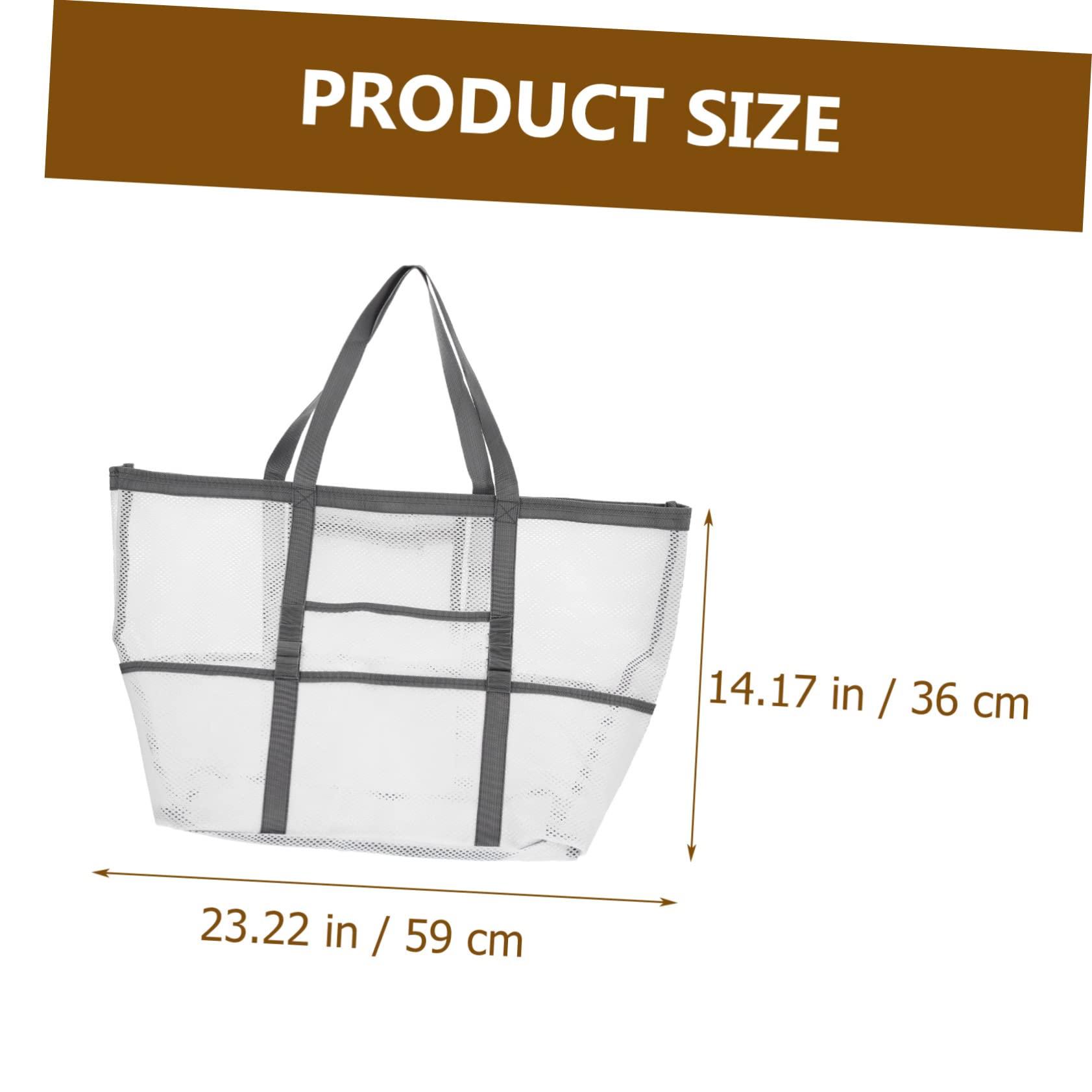 Angoily Angoily 2pcs Beach Bag Lightweight Beach Tote Summer Handbag Foldable Tote Bag Large Outdoor Clear Bags Straw Outside Summer Travel Cosmetic Bag Travel Shower Basket White Nylon