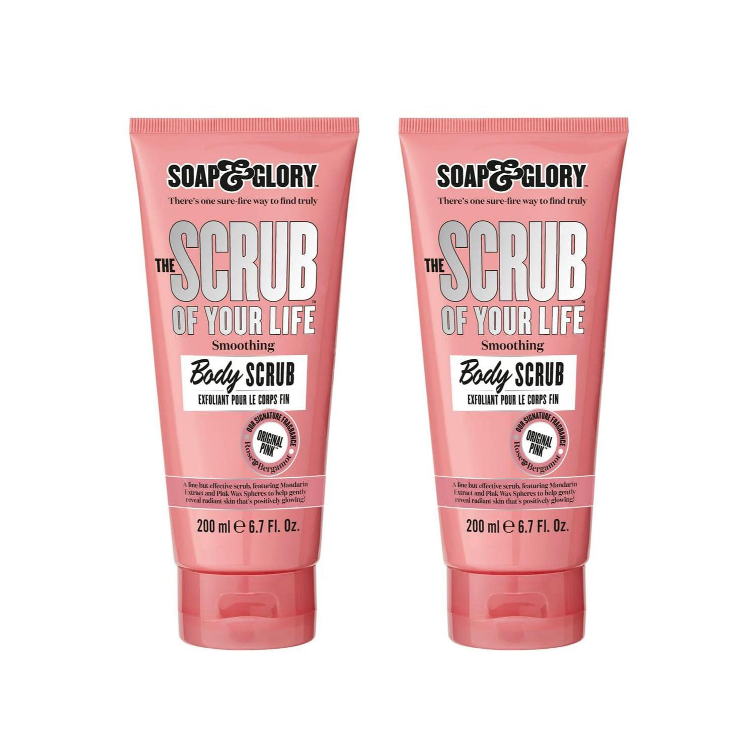 Soap & Glory Soap & Glory Original Pink The Scrub Of Your Life Exfoliating Body Scrub - Smoothing & Buffing Scrub - Rose & Bergamot Body Polish - Brightening Scrub with Shea Butter & Vitamin E (200 ml, 2 pack)