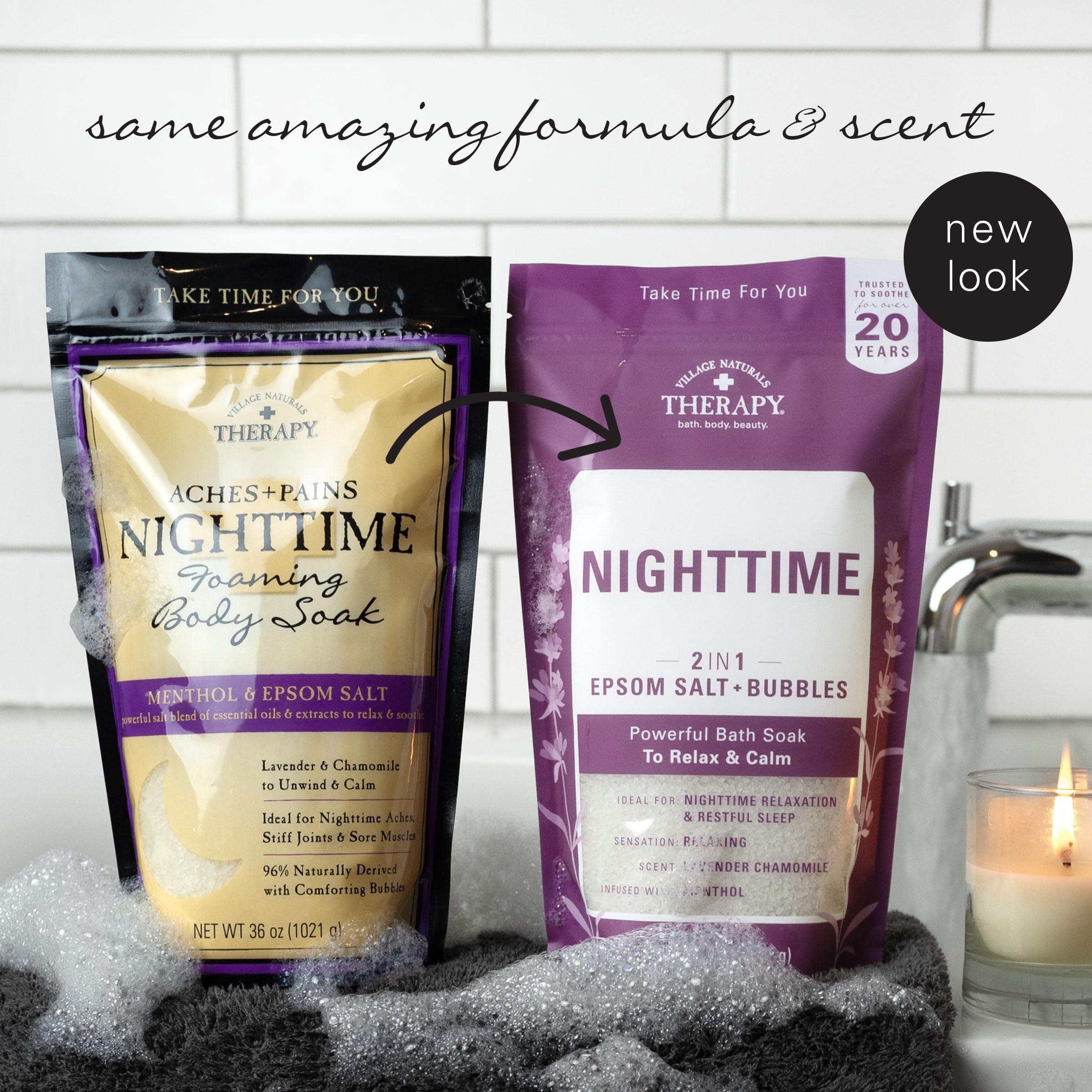 Village Naturals Therapy Village Naturals Therapy, Nighttime Foaming Epsom Soak, 36 Oz, Pack of 3
