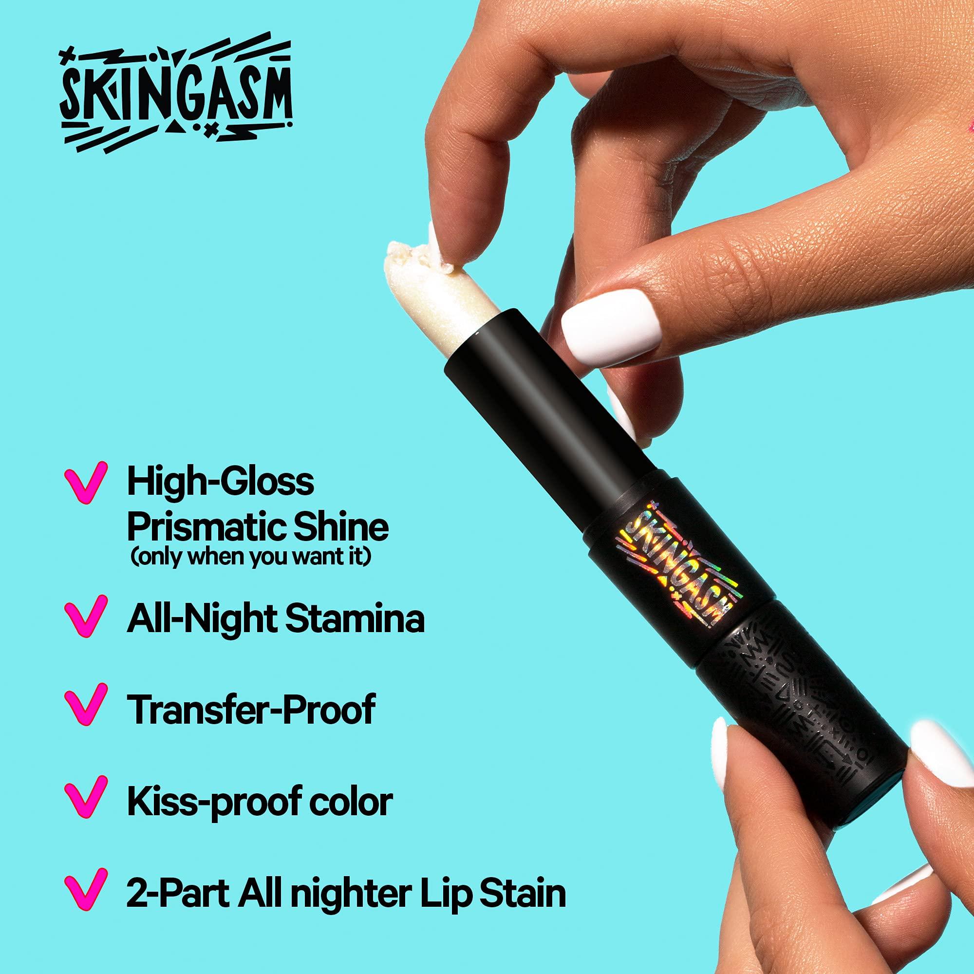 SKINGASM SKINGASM All Nighter Lip Stain & Lip Transformer- A Cruelty-Free Dual-Sided Matte Lipstick and Lip Gloss - Long Lasting Lipstick & Prismatic Shine - Kiss-Proof Color (Flirt It UP (Pink))