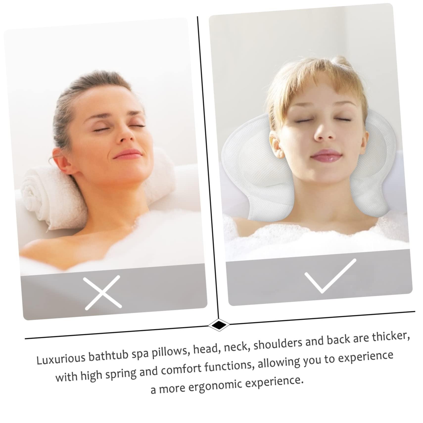 Healeved Healeved 1pc 3D Bathtub Pillow Bath Spa Bath Headrest Pillow Shower Neck Pillows Bath Head Cushion Relaxing Spa Suction Bathtub Pillow Fishtail 100% Polyester Fiber Bath Products White, 40X36CM