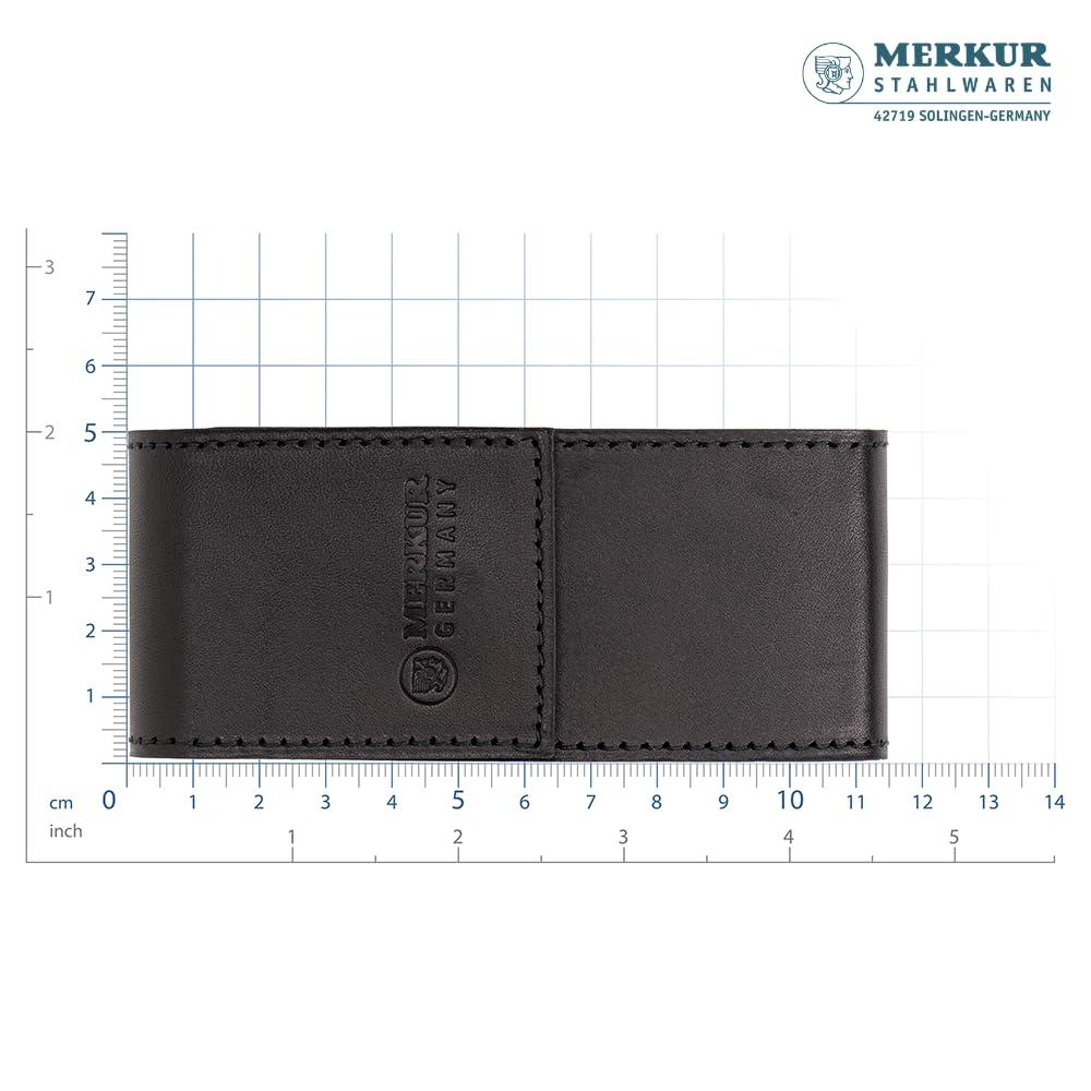 MERKUR MERKUR 5005 Travel Shaving Set featuring MERKUR 23C Three-piece Safety Razor with Long Handle & Bright Chrome Finish, 10 Double Edge Blades & Black Leather Case | Made In Germany