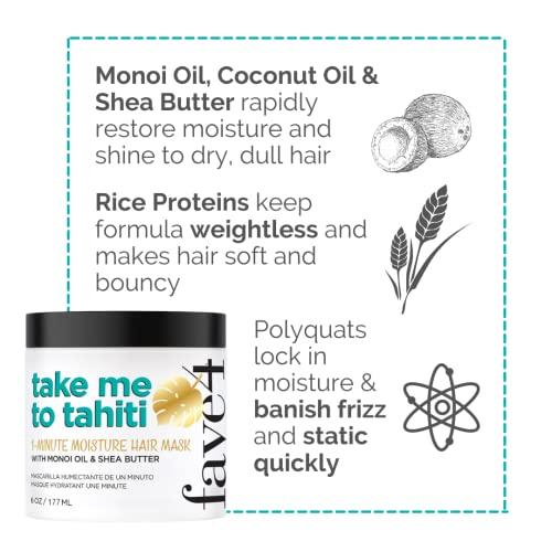fave4 fave4 hair Take Me to Tahiti Hair Mask with Monoi Oil, Nourish Damaged Hair in One Minute, 5 fl oz