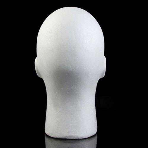 Connoworld Connoworld Male Styrofoam Foam Head Model Professional Bald Manikin Mannequin Head Hat Wig Hair Jewelry Headset Glasses Display Stand Tool White