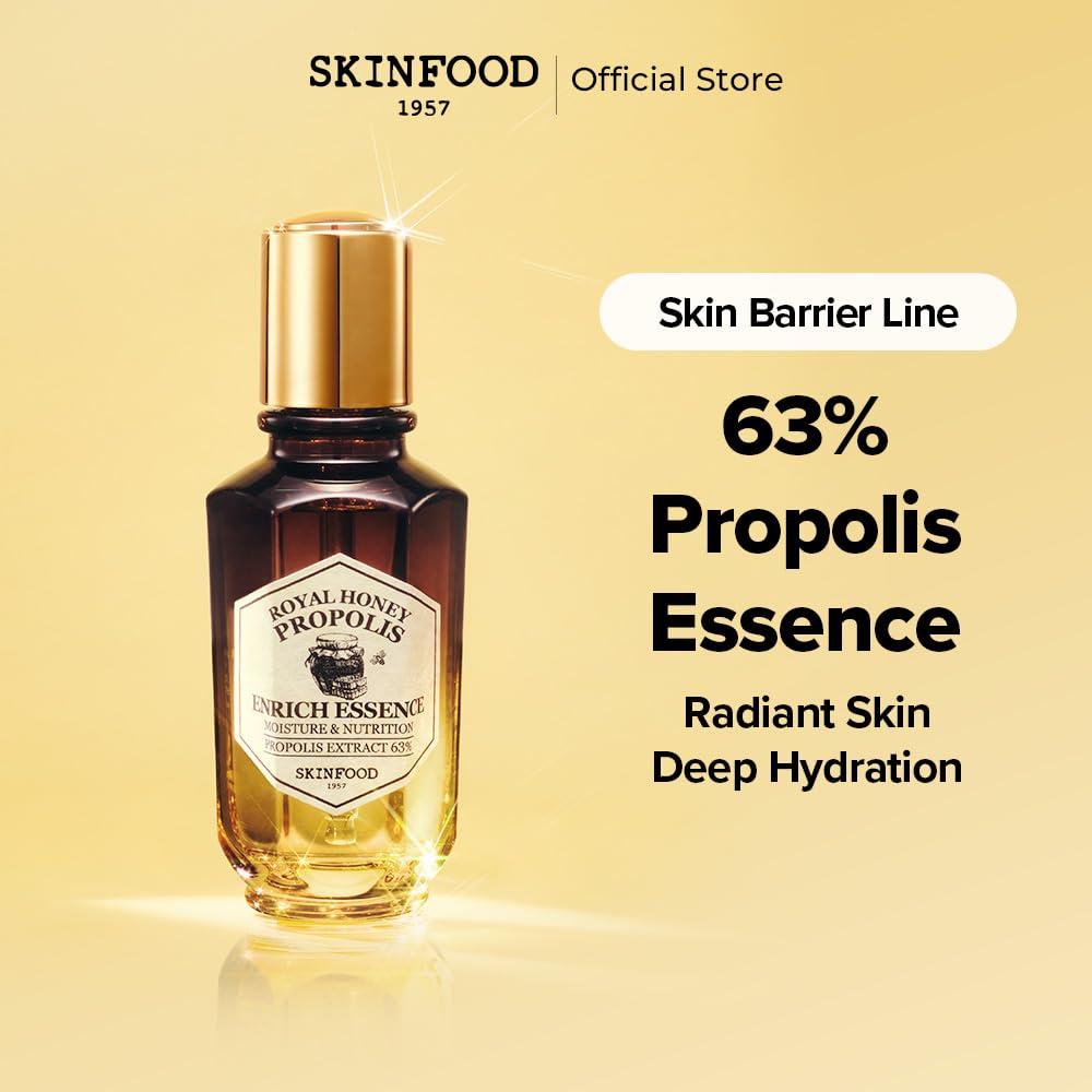 SKIN FOOD since 1957 SKINFOOD Royal Honey Propolis Enrich Essence - 63% Black Bee Propolis & 10% Royal Jelly Extract Face Serum - Propolis Serum for Skin, Valentine Day Gift - 1.69 Fl. Oz. (50mL)