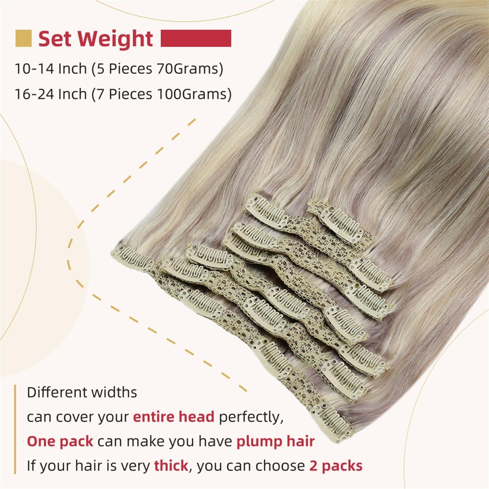 GRFIT Clip in Hair Extensions Clip in Hair Extensions Human Hair 10-24inch Remy Hair Extensions Clip in Human Hair Real Silky Straight Full Head Hair Extensions Clip on Brazilian Remy Hair Fashion Hair Exte