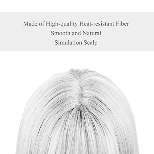 sorkwo sorkwo White Wig for Women Long White Wig Curly Wavy Hair Wigs for Daily Harajuku Lolita White Cosplay Wig Party Wig