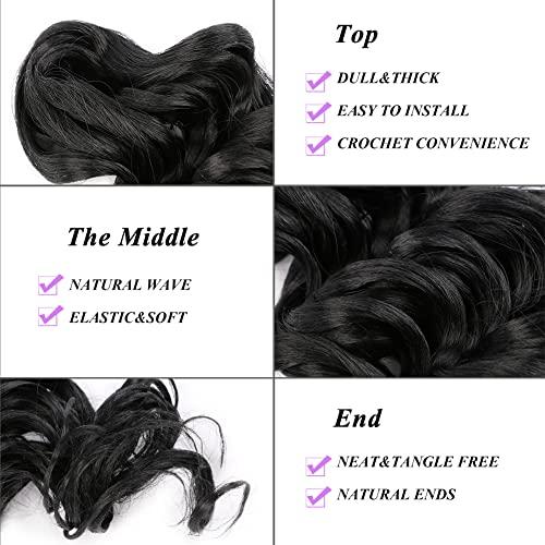 Mtmei hair Mtmei Hair Ocean Wave Crochet Hair 12 Inch 2 Packs Nature Black Deep Wave Crochet hair Deep Curly Twist Braids Water Wavy Synthetic Braiding Hair Extensions for Black Women #1B (12 Inch,2 Packs)