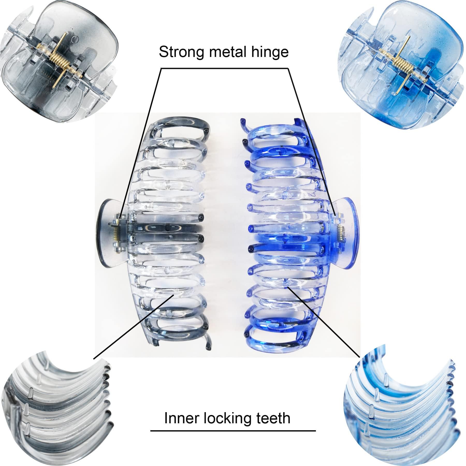 ACCGLORY Accglory 5.5 Inches Extra Large Hair Clips for Long Thick Hair Women’s Jumbo Hair Claw Clips 2 Counts in Set Hair Accessories (grey and marine blue)