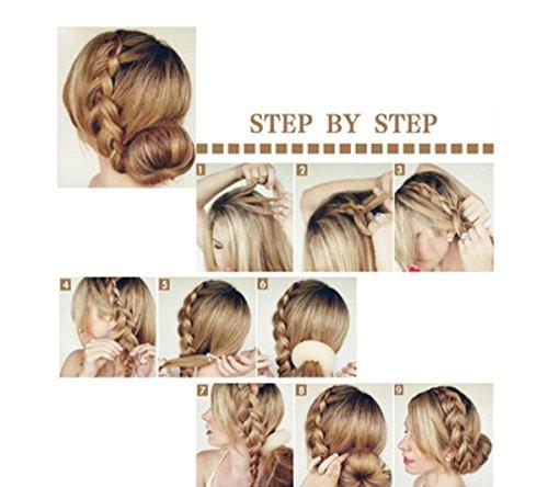 AnHua AnHua®2PCS Beige Extra Large Hair Styler Tool Donut Bun Maker Former Doughnut Shaper Ring Styling Roll Updo 10cm