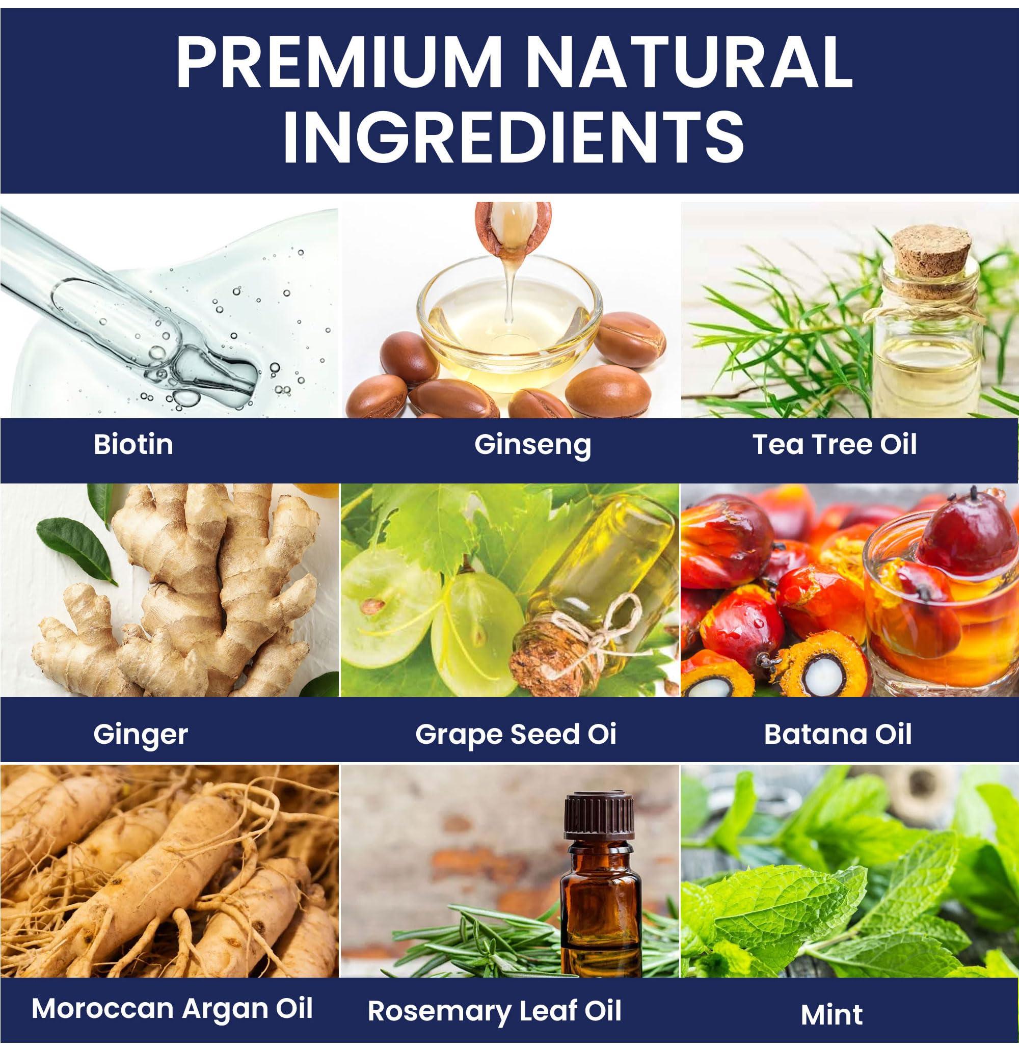 Uttse Uttse Biotion Hair Growth Shampoo for Men: Natural Thickening Shampoo with Tea Tree Oil Ginseng Mint for Hair Loss and Thinning Hair - 10.1 fl.oz, Dark Blue