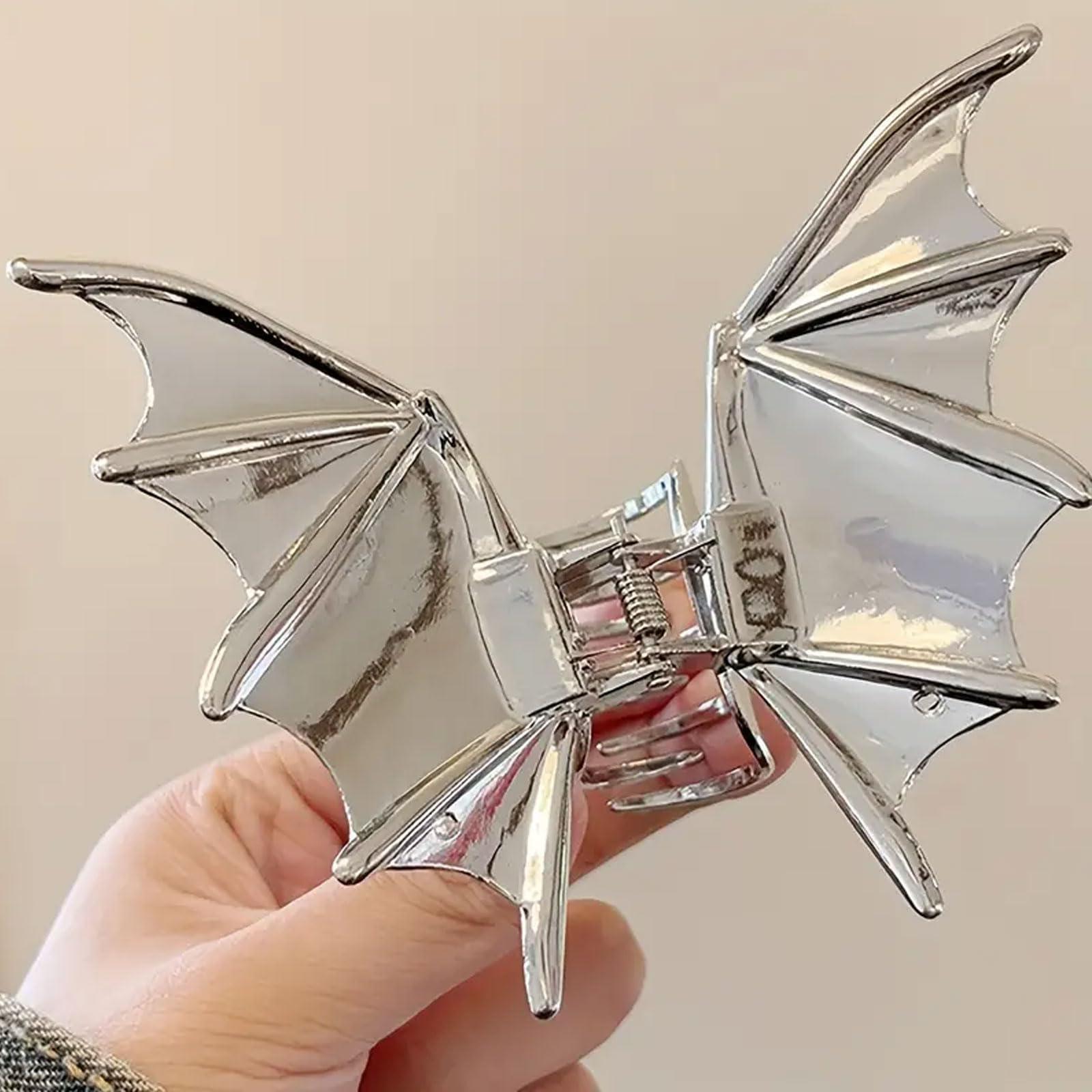 Vsdski Vsdski Bat Hair Clips Metal Silver Hair Claw Clips for Thick Thin Hair Halloween Hair Accessories for Women Punk non-slip Claw Clips Strong Hold Hair Jaw Barrettes for Cosplay Party Hair Supplies
