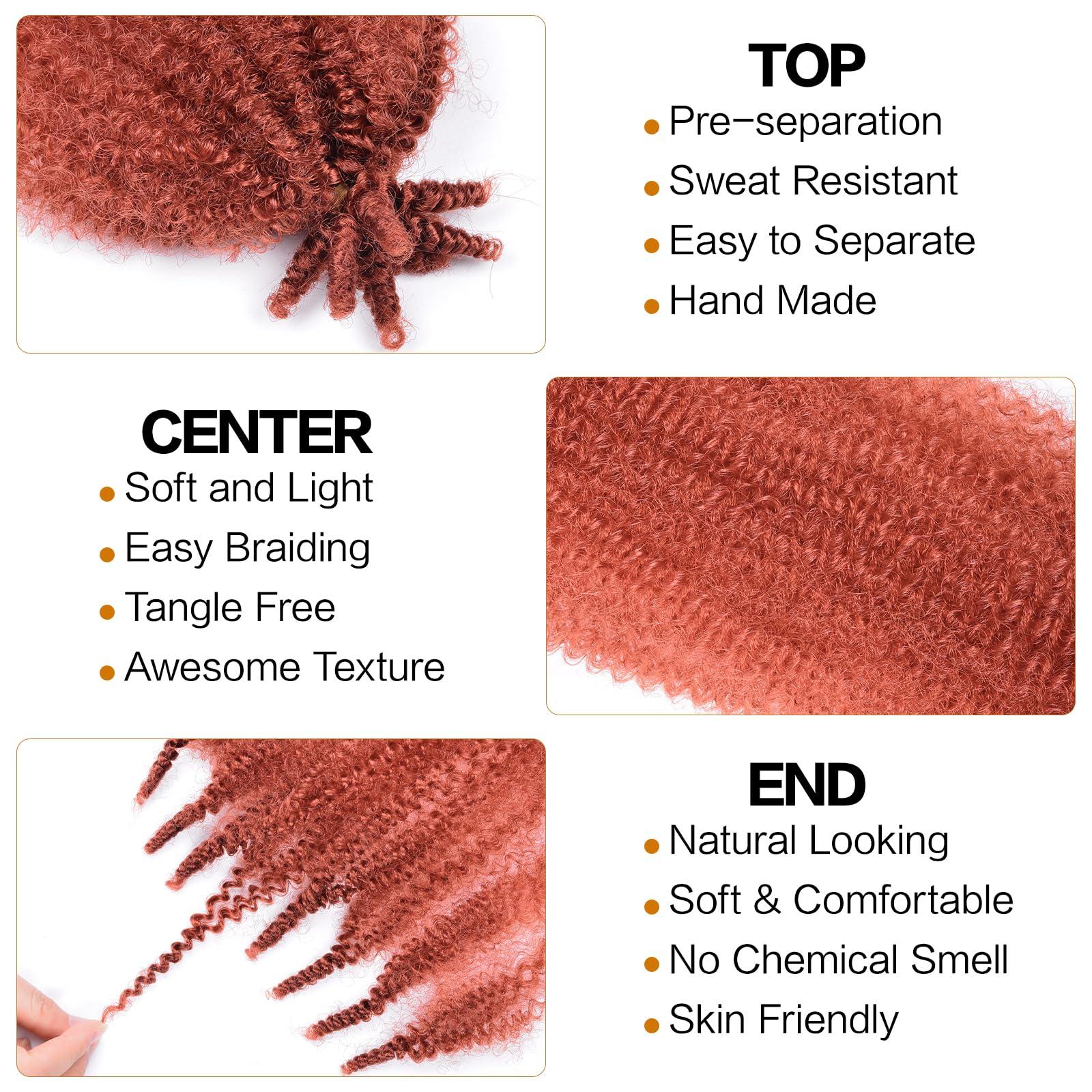 Yufeihe Hair Afro Twist Hair for Black Women Kinky Twist Hair 8 Packs Marley Hair Afro Synthetic Protective Spring Twist Hair 24 Inches Kinky Curly Hair(24 Inch,8Pack,350#)