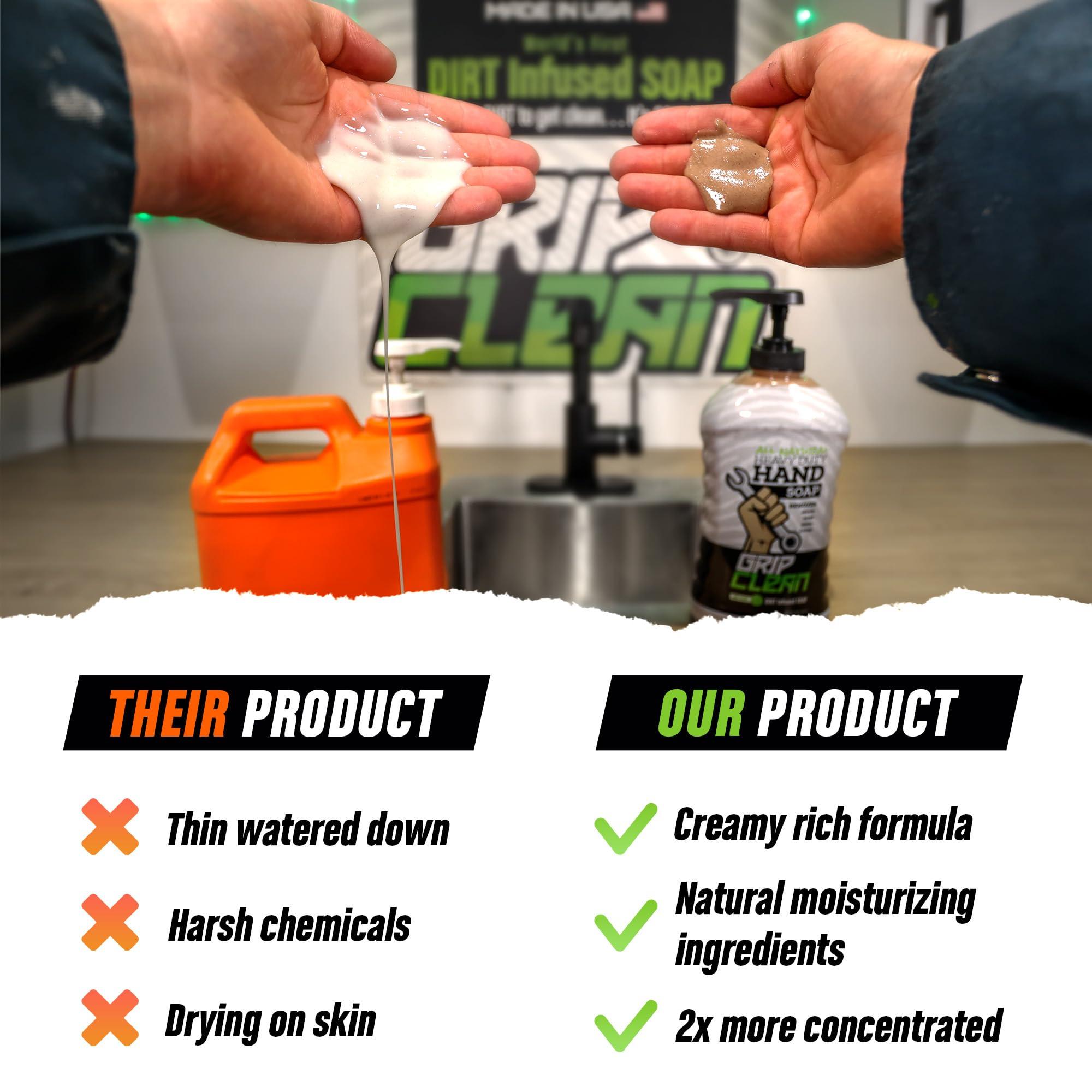 Grip Clean Grip Clean - Hand Cleaner for Mechanics  Heavy-Duty Mechanic Soap, Liquid Hand Soap with Natural Pumice & Clay to Absorb Tough Grease, Oil & Dirt  Moisturizing Coconut Oil, Lime Scent (32oz)