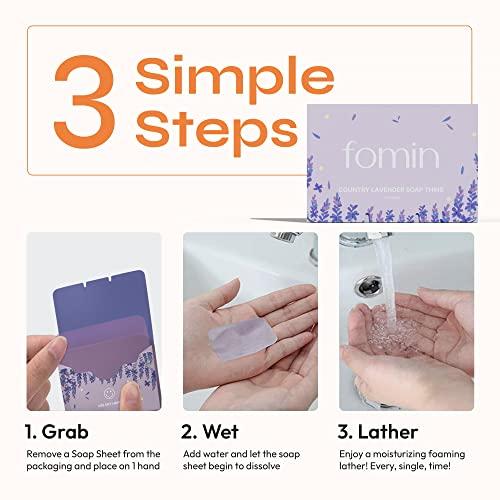 FOMIN FOMIN - Antibacterial Paper Soap Sheets for Hand Washing - (300 Sheets) Orange, Tea Tree, Lavender Portable Travel Soap Sheets, Dissolvable Camping Mini Soap, Portable Soap Sheets