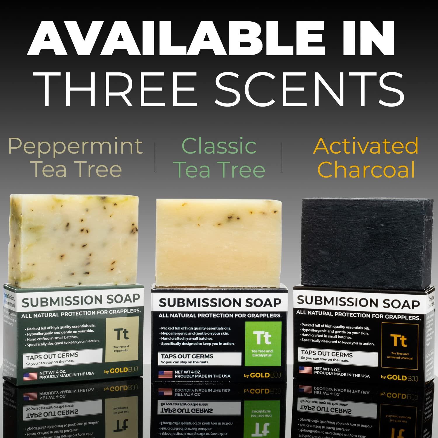 Gold BJJ Premium Tea Tree Oil Soap - USA Made Bar Soap for BJJ, Jiu Jitsu, Wrestling, and Grappling (Single 4 Ounce Soap Bar, Classic Tea Tree)