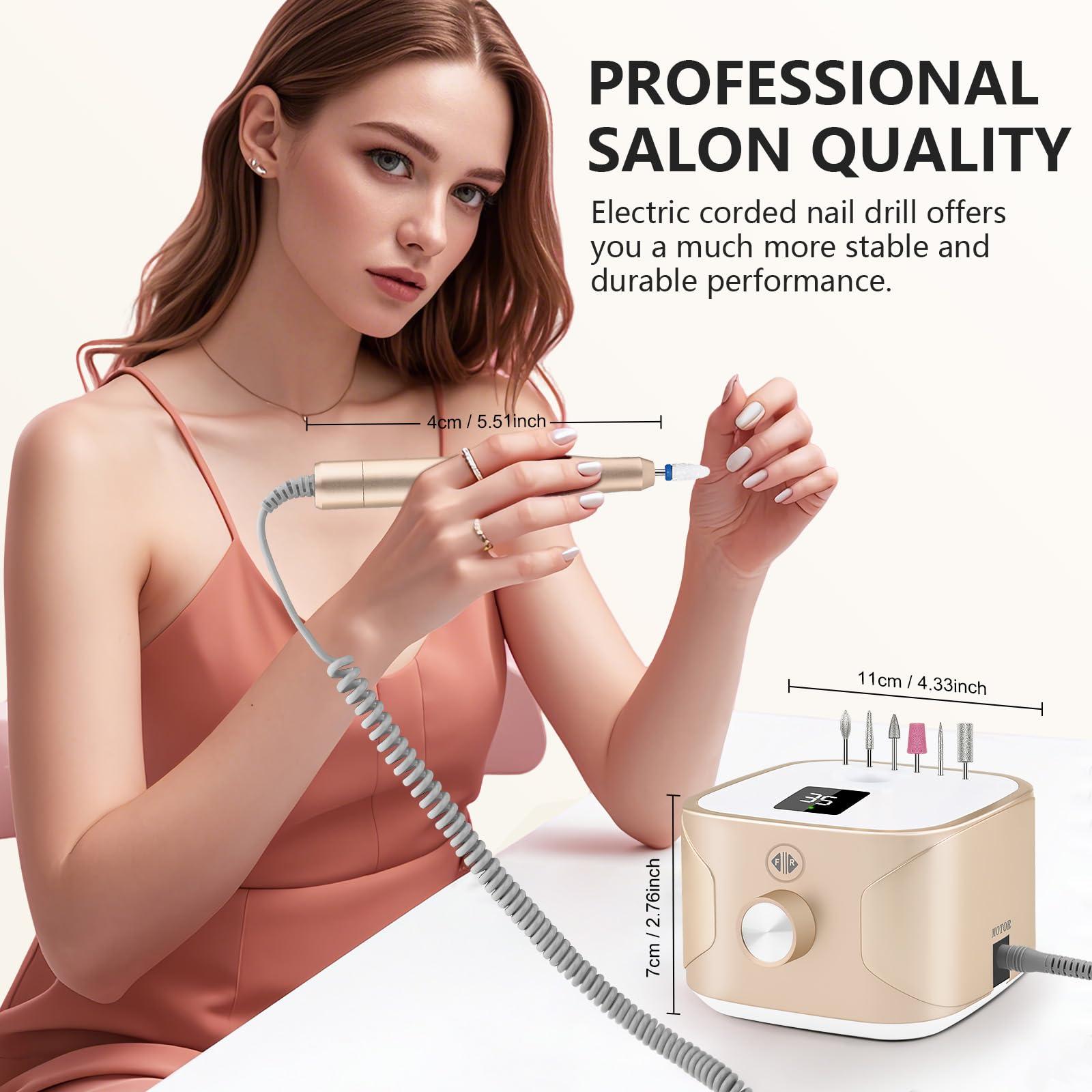 Kredioo Kredioo Electric Nail Drill 35000RPM Professional Manicure Machine Kit for Acrylic Nails Remove Gel Polish Thick Toe with 11 Bits Easy Build-in Bit Holder Twist Lock Changing Bit Valentine\'s Day Gift