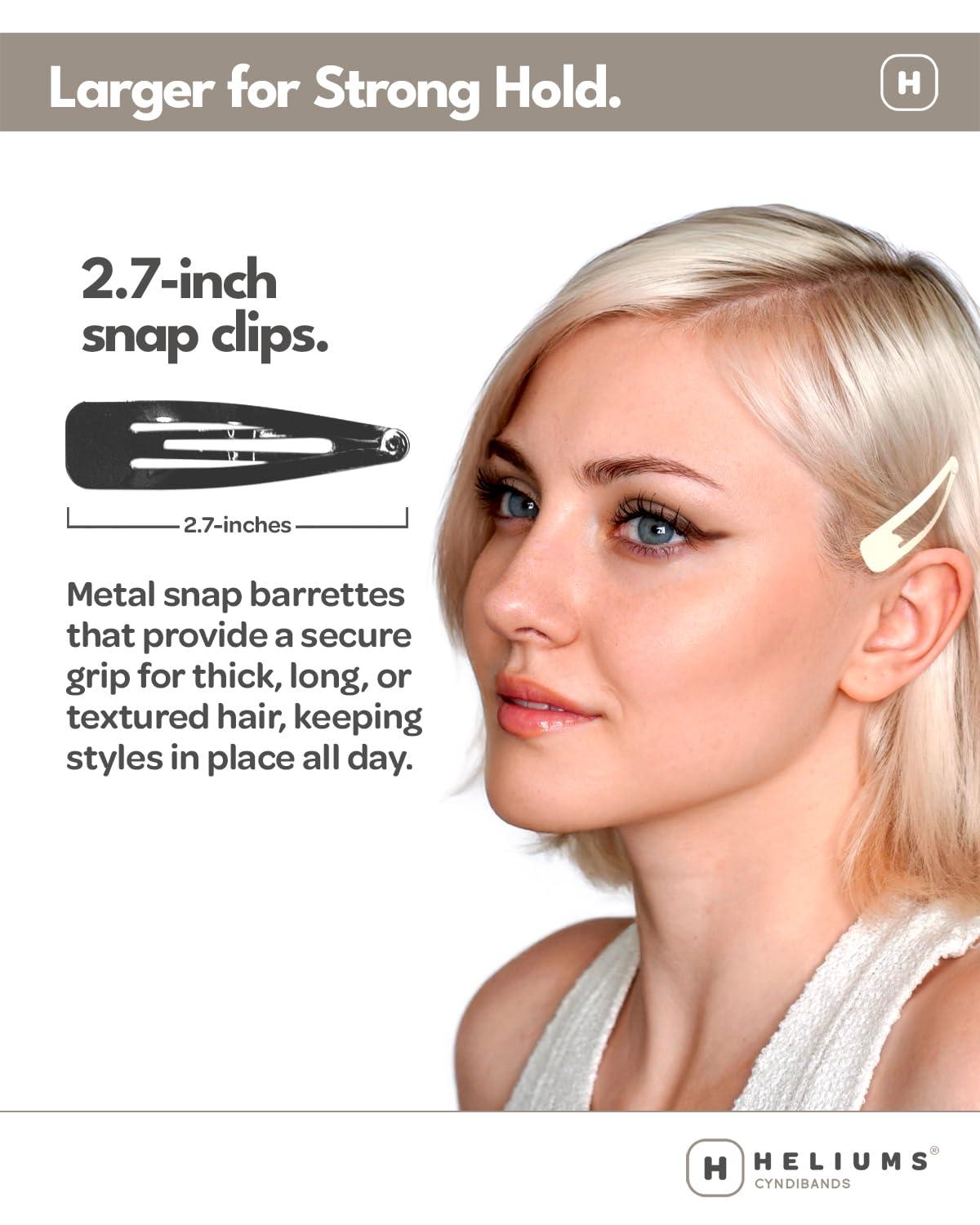 Heliums Heliums Large Snap Hair Clips - Dark Brown - 2.7 Inch Metal Hair Barrettes for Women, Metallic Snap Clips - 8 Count