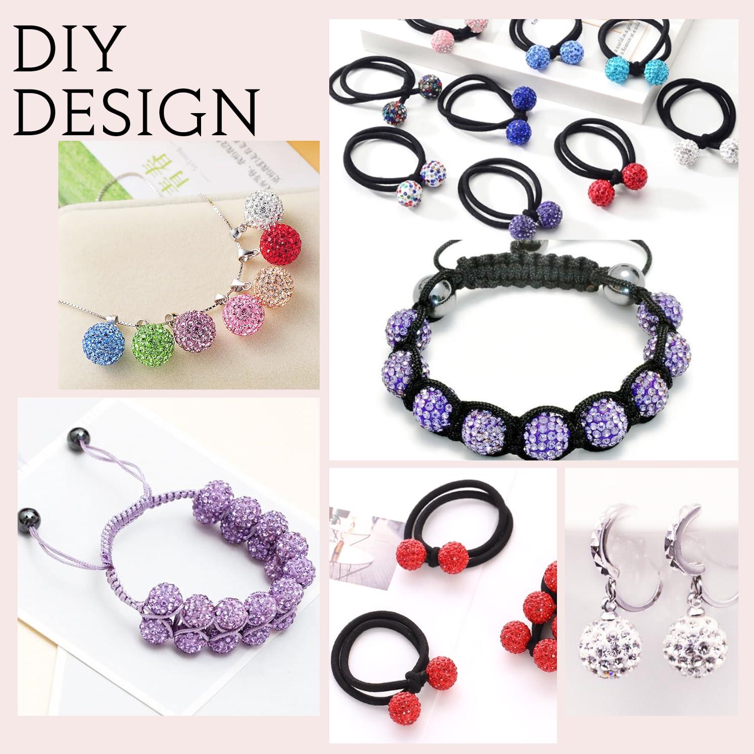 TINKRSTUFF 150 Pcs Blue Black Rhinestone Beads for Jewelry Making, Sparkle Crystal Clay Christmas for Bracelet Baseball Necklace Earring Crafting and DIY, Shiny Round Shamballa Disco Ball Beads Bulk