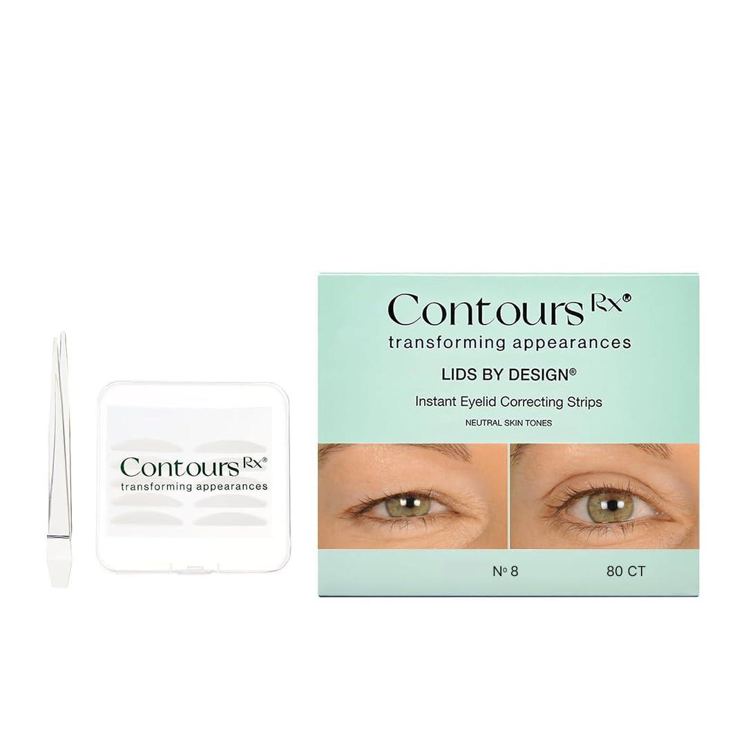 Contours RX Contours Rx Lids By Design - Non-Surgical & Transparent Eyelid Lift Strips - For a More Youthful-Looking Appearance, Reshape and Define with Eyelid Tape for Hooded Eyes (8mm) 80ct