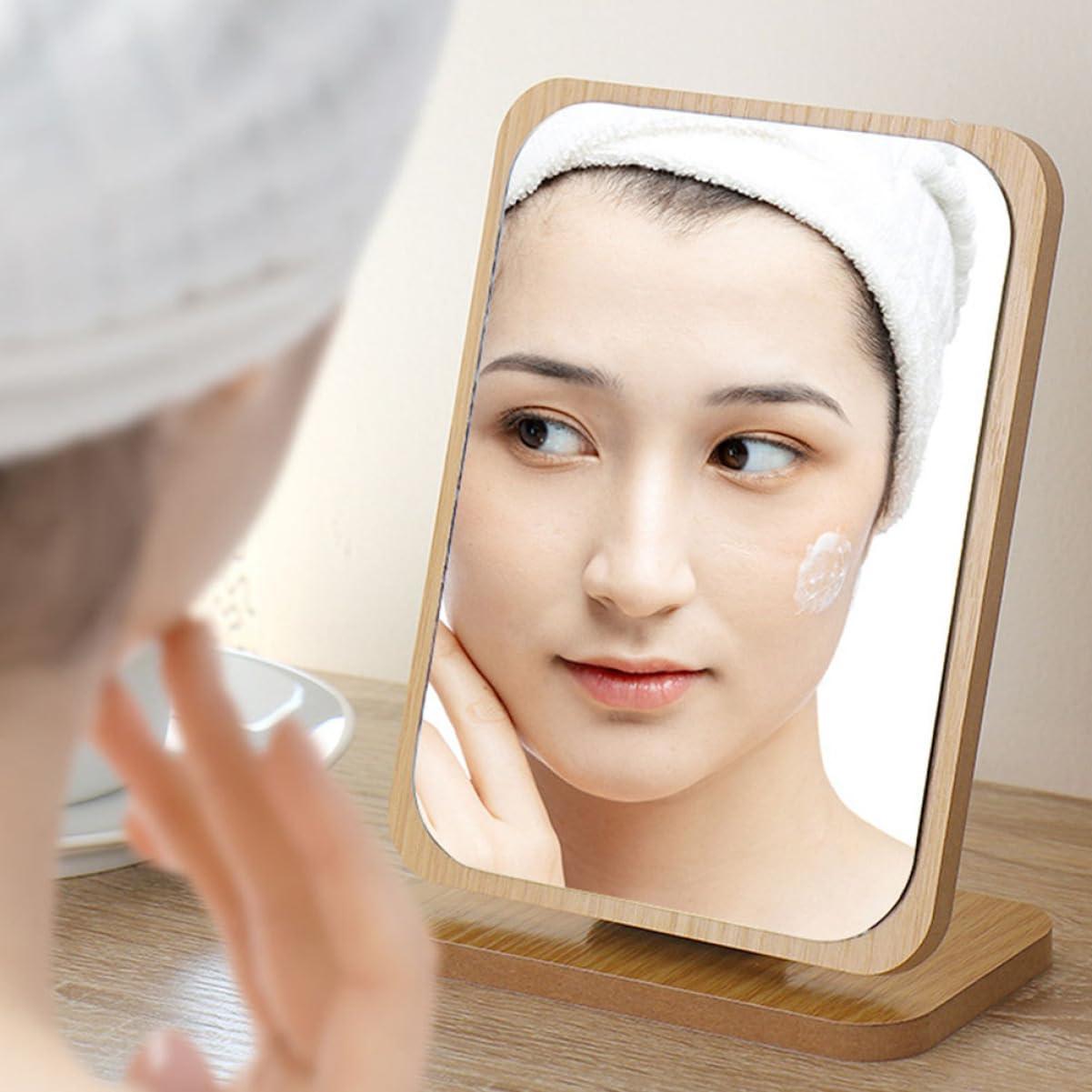 WOONEKY WOONEKY Vanity Mirror Small Mirror with Stand Foldable Mirror Rectangle Table Mirror Portable Makeup Mirror Standing Mirror True Mirror Foldable Dining Table Movable Makeup Mirror Wooden