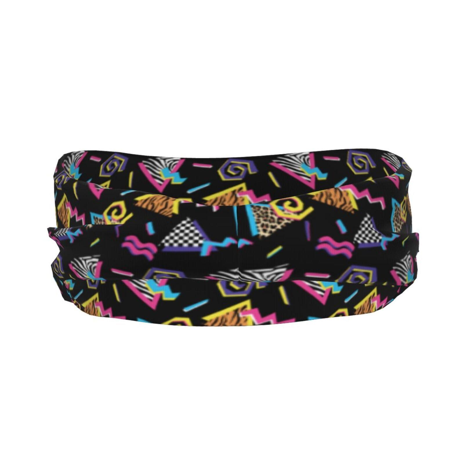 MANQINF Vintage 90s 80s Sweatbands Sports Headband,Breathable Sport Yoga Workout Turban Headband for Women Men Hair Accessories