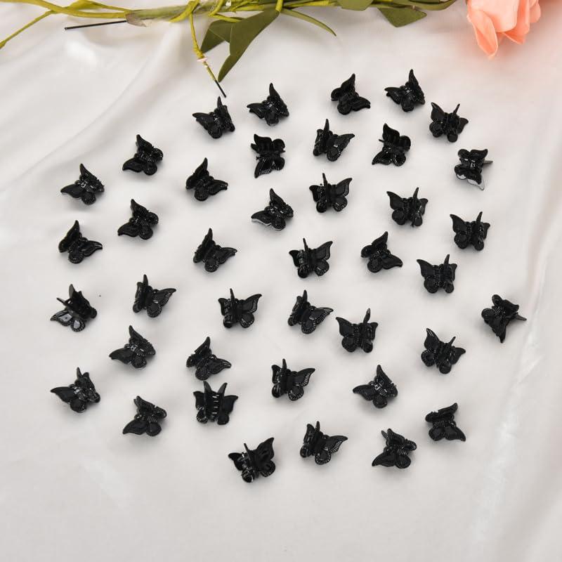 YALLNASL Black Butterfly Hair Clips Claw Small Hair Butterfly Clips for Women Butterfly Hair Barrettes for Thin Thick Hair Accessories Butterfly Clips for Girls Butterfly Hair Claw Pin 40 Pcs