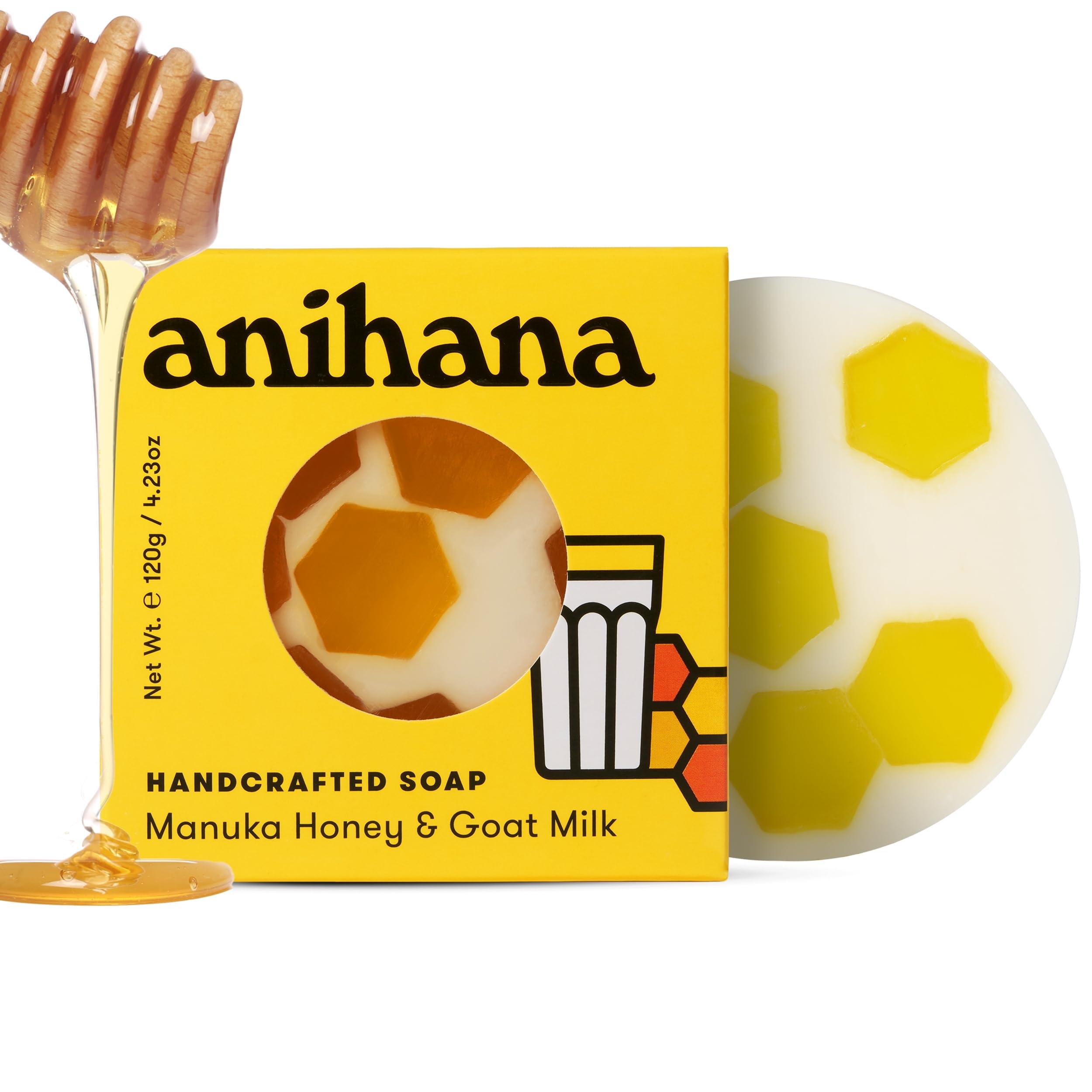 ANIHANA ANIHANA Handcrafted Natural Soap with Coconut Oil, Gentle Cleansing, Paraben Free, Refreshing Manuka Honey & Goat Milk Scent, 4.23 oz