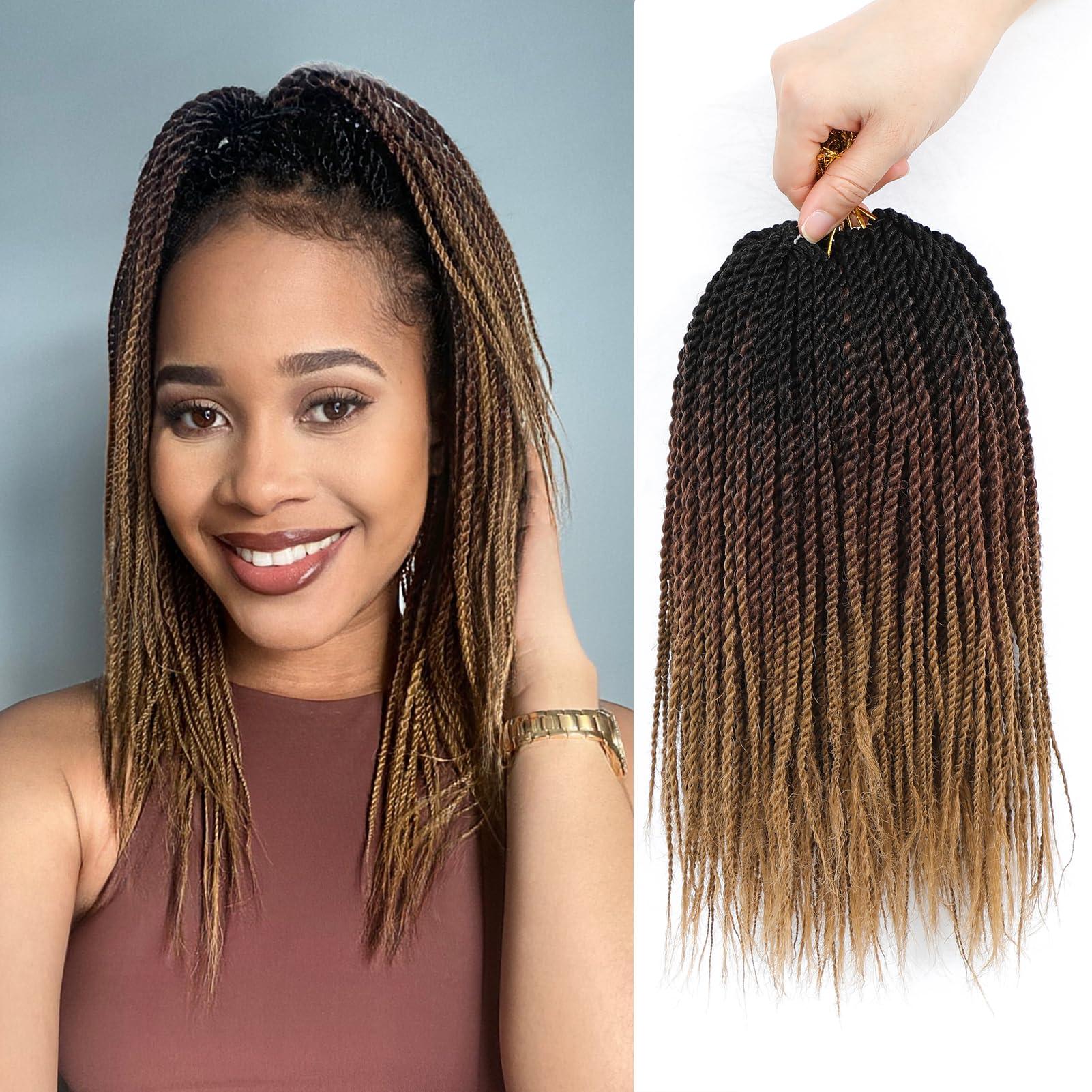 BAOTA BAOTA Senegalese Twist Crochet Hair for Kids 10 Inch Micro Twist Crochet Hair Ombre Brown Blonde Pre Looped Short Braids Kids Crochet Hair Mini Twist Crochet Hair 8 Packs