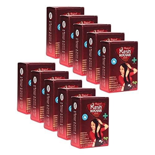 KESH NIKHAR SUPREME Kesh Nikhar Advanced Formula Soap Solid Shampoo Bar Natural Hair Care & Cleansing Soap - Amla, Reetha, Shikakai For Dandruff, with Coconut Oil Dry Hair & Scalp Size 100gm Each (PACK OF 10)