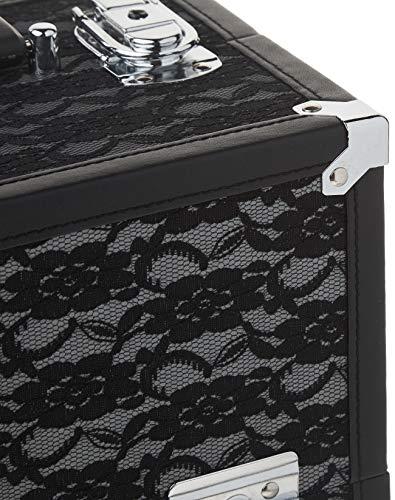 Caboodles Caboodles Make Me Over 4 Tray Train Case, Cosmetic Storage Case & Organizer, Black Lace, 3.5 Lb
