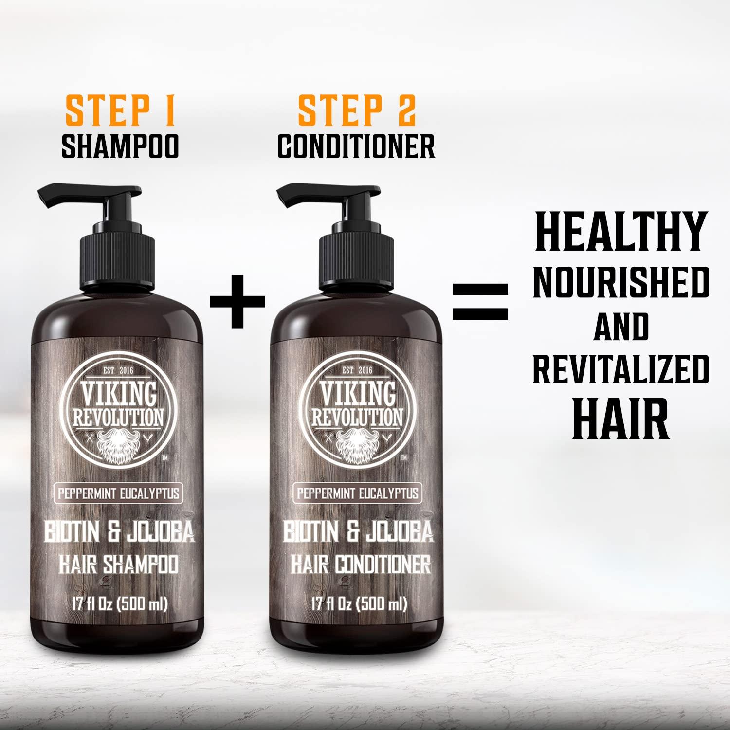 Viking Revolution Viking Revolution Biotin Men's Conditioner - Eucalyptus & Peppermint with Jojoba & Mint Oils - For Dry Hair (17 Oz)