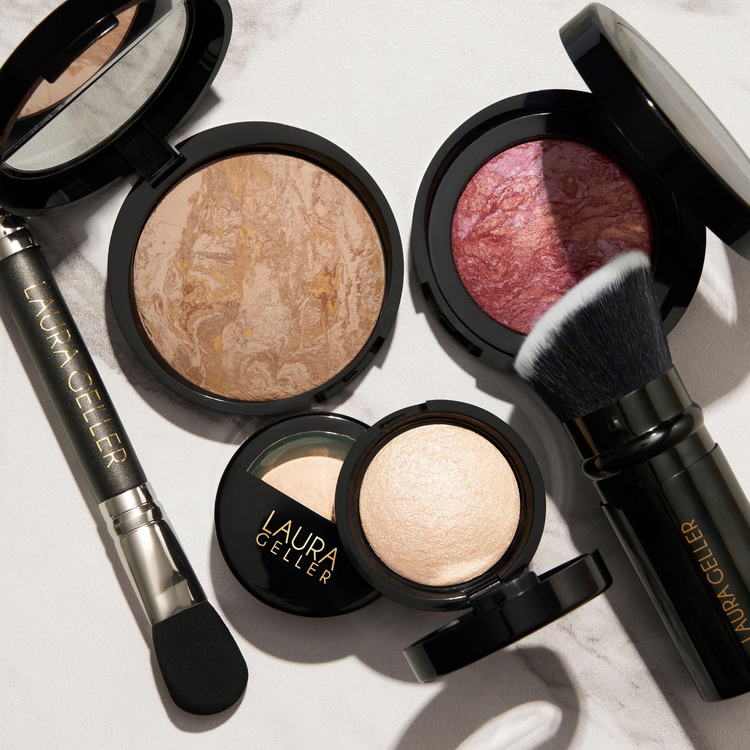 LAURA GELLER NEW YORK LAURA GELLER NEW YORK Daily Routine Kit (4 PC): Baked Balance-n-Brighten Foundation, Medium + Retractable Kabuki Brush + Blush-N-Brighten, Tropic Hues + Original Baked Highlighter, French Vanilla