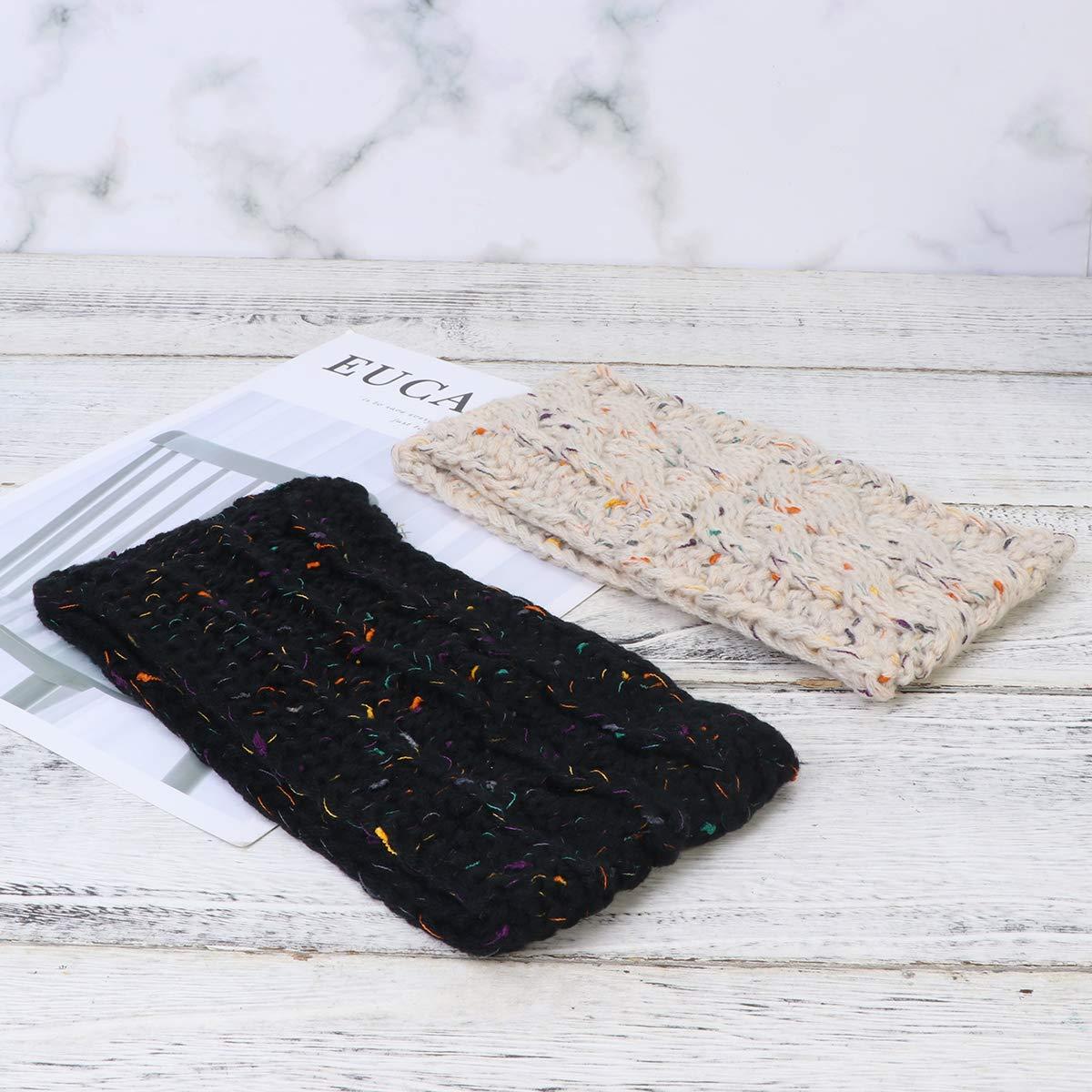 KESYOO KESYOO 2pcs Crochet Turban Headband Elastic Crochet Hair Bands Crocheted Headband Knitted Ear Warmer Knitted Hair Band Hair Accessories for Women Fashion Headdress Winter Earmuffs Women\'s