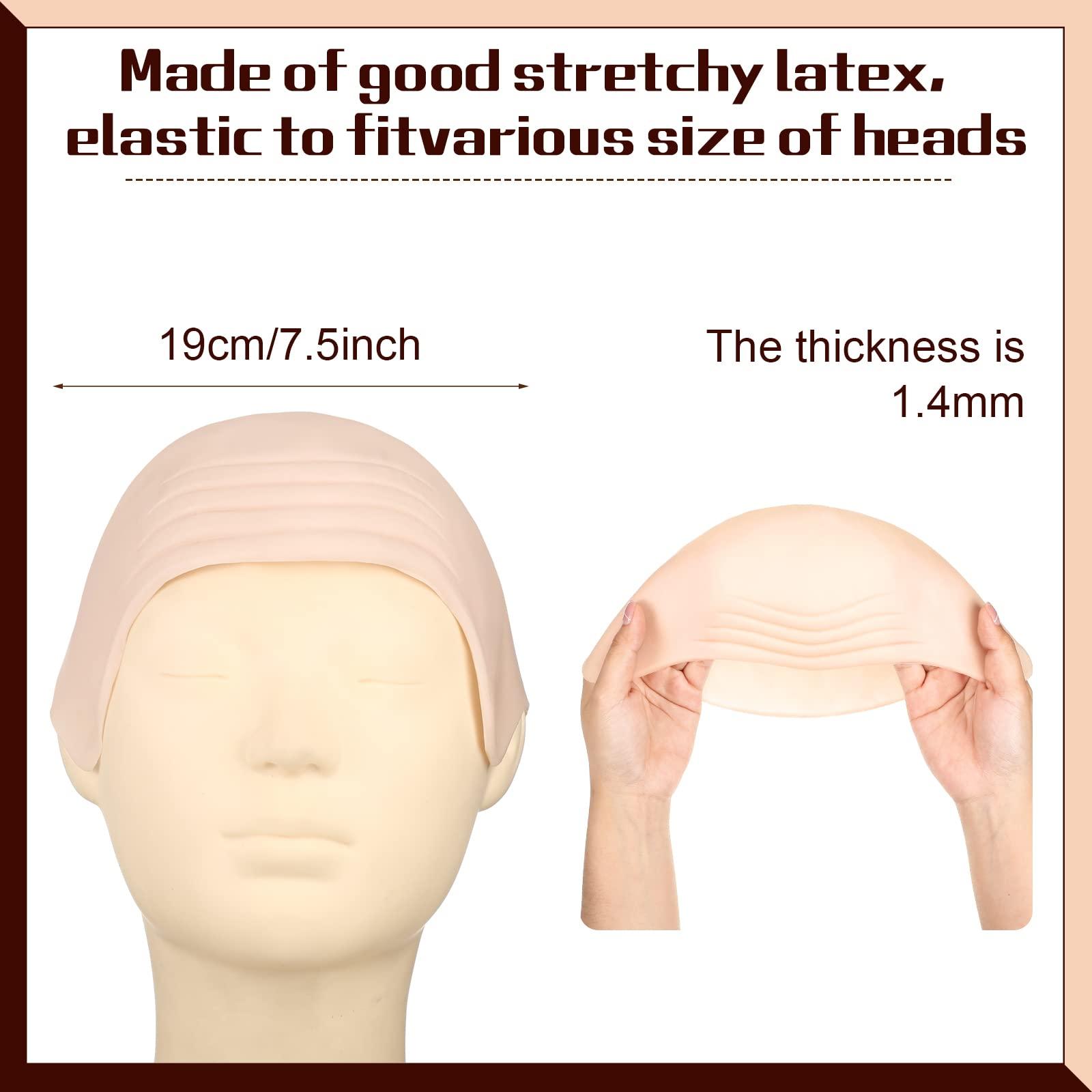 Syhood Syhood 2 Pieces Halloween Bald Cap Makeup Latex Bald Head Wig Caps Cosplay Costume for Adults(Beige,Medium)