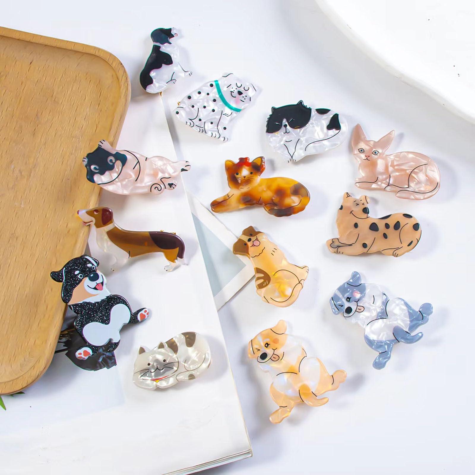 Achstrify Small Pug Hair Clips,Dog Shape Bangs Alligator Clips,Animal Shape Hairpins,Acetate Hair Duckbill Clips,Small Hair Barrettes for Girl,Pack of 2 (s10)