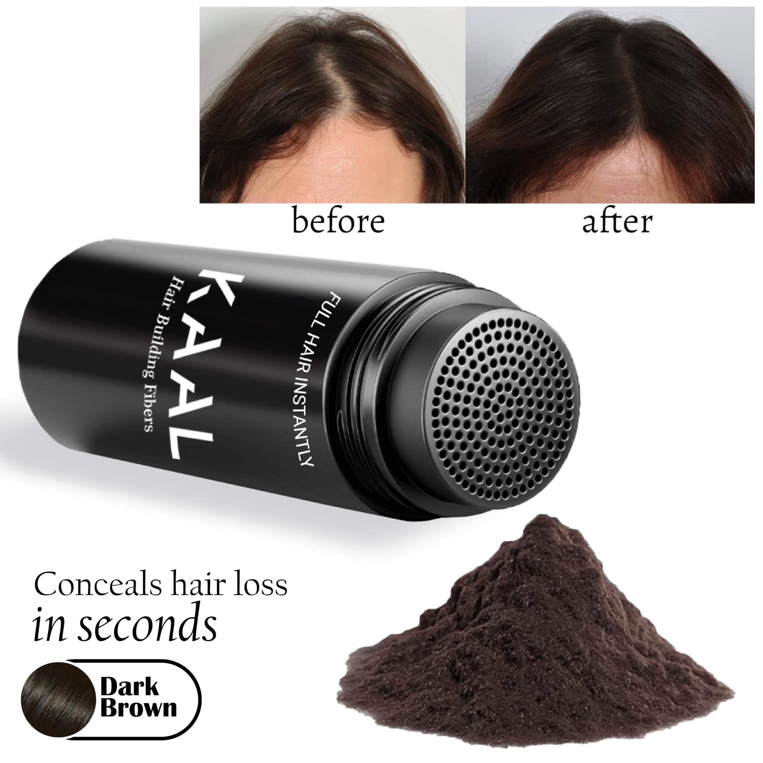 KAAL KAAL Hair Fiber, Hair Fibers for Thinning Hair for Women & Men, (0.97 oz, Dark Brown) Hair Building Fibers + KAAL Hair Fiber Refill Pack | (1.76 oz, Dark Brown) Hair Powder