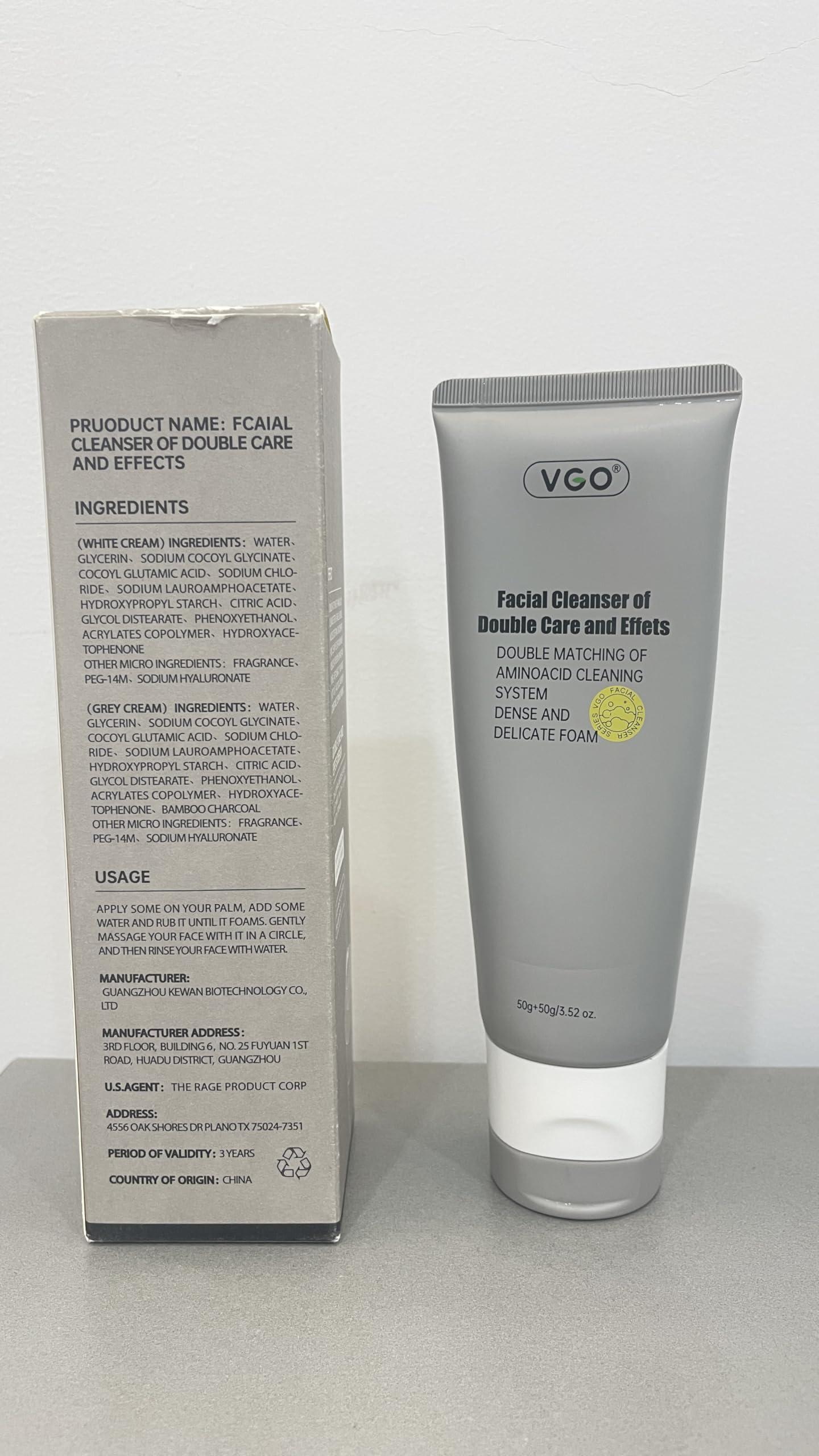 VGO VGO Facial Cleanser, Daily Face Wash of Double Care and Effects, Cleansing Mud Mask & Amino Acid Cleansing All in One Gentle Face Cleanser, 3.52 Oz