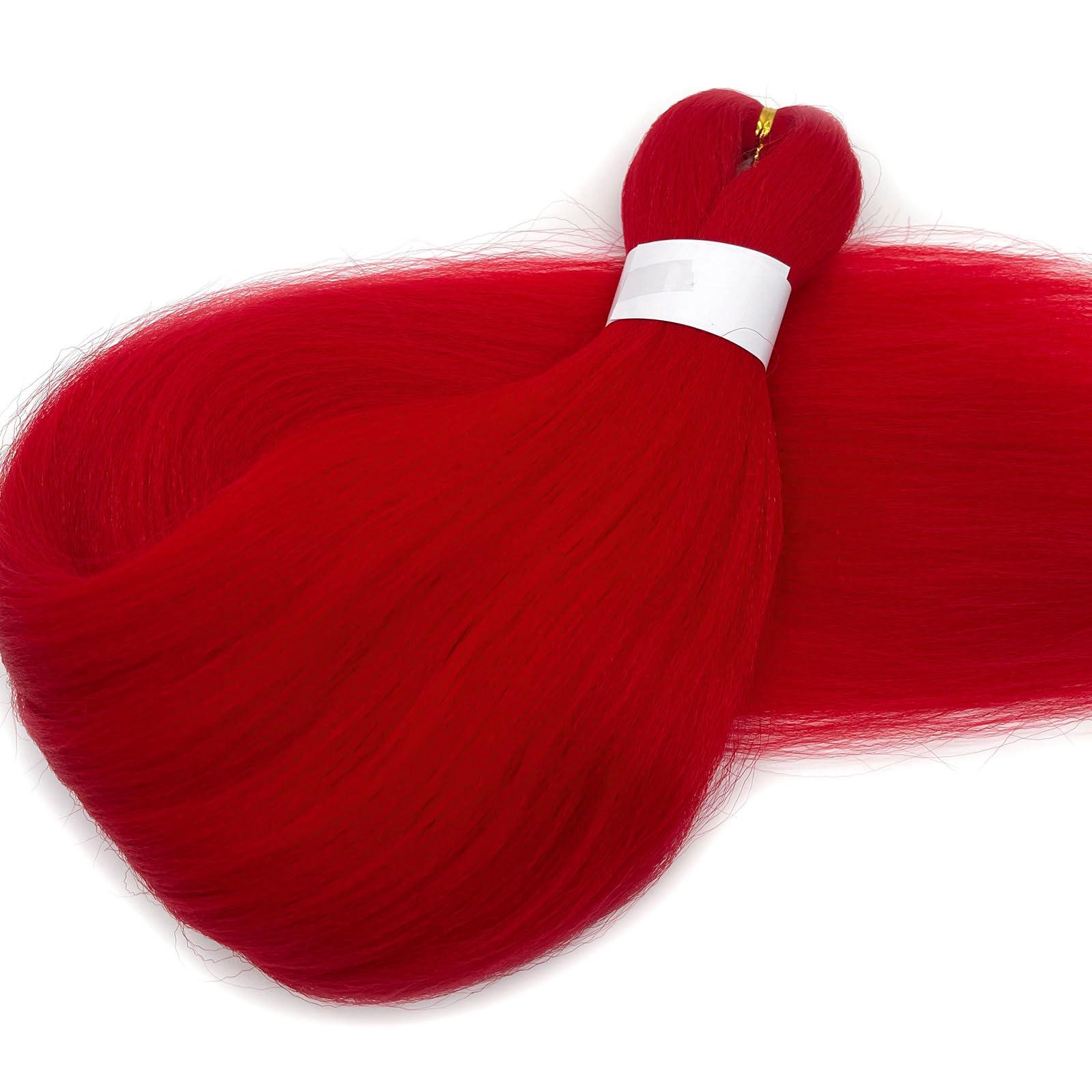 UPruyo UPruyo Red Pre Stretched Braiding Hair Kanekalon Red Braiding Hair Pre Stretched Synthetic Hair Extensions for Braiding Box Braids Long Yaki Knotless Micro Prestretched Braiding Hair 26 inch